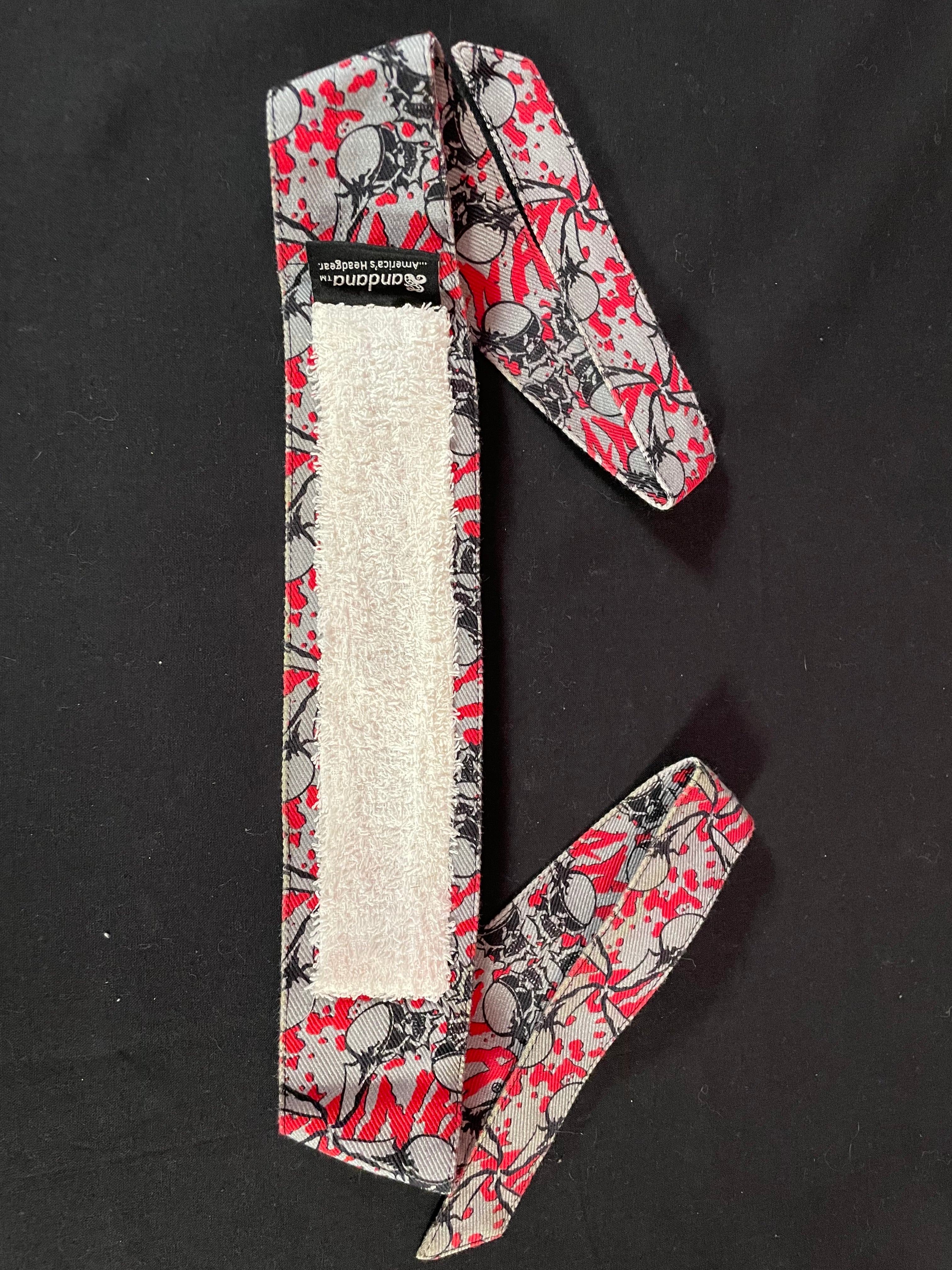 Used Sandana "Flying Skulls" Headband - Grey/Red - Image 2