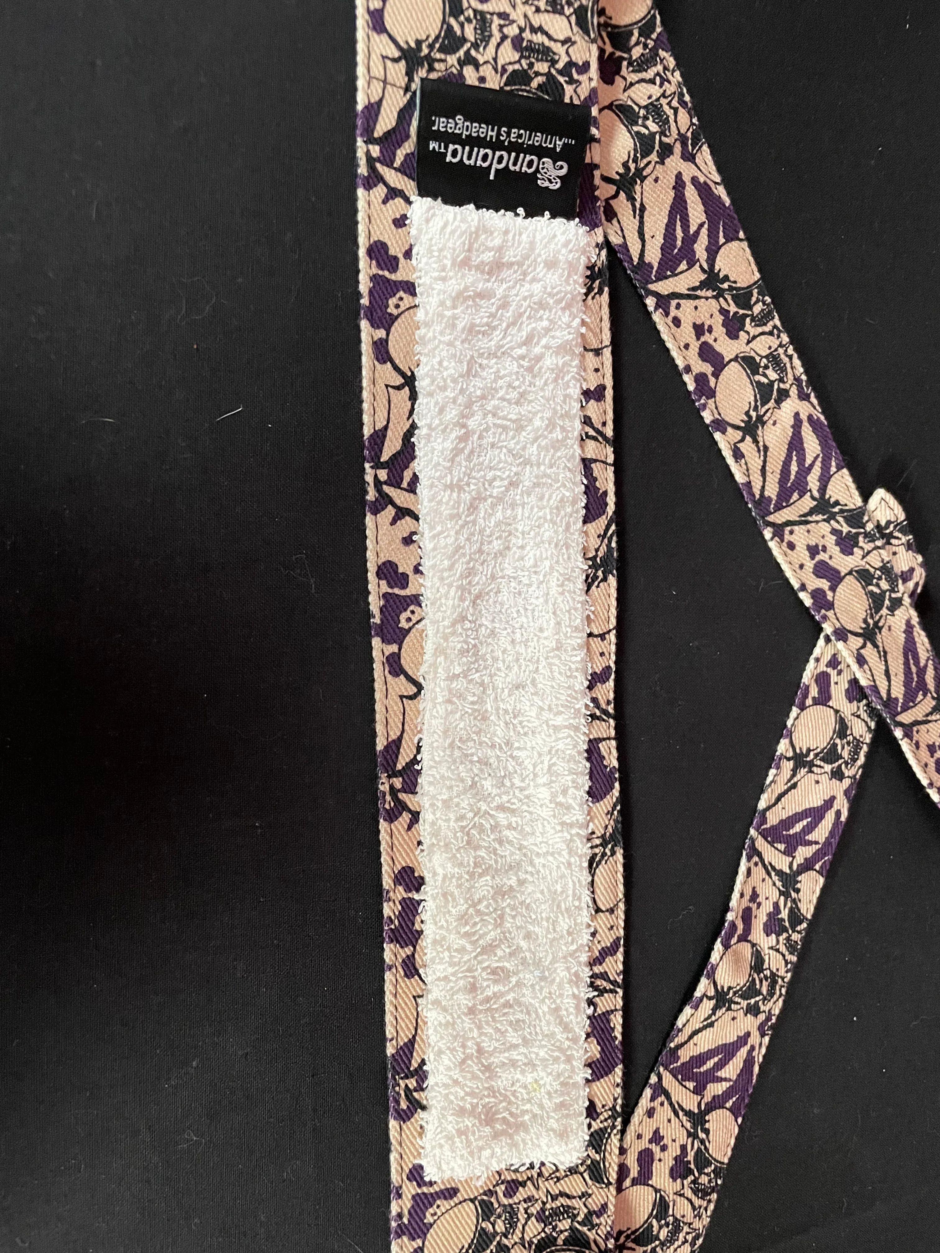 Used Sandana "Flying Skulls" Headband - Light Tan/Purple - Image 3