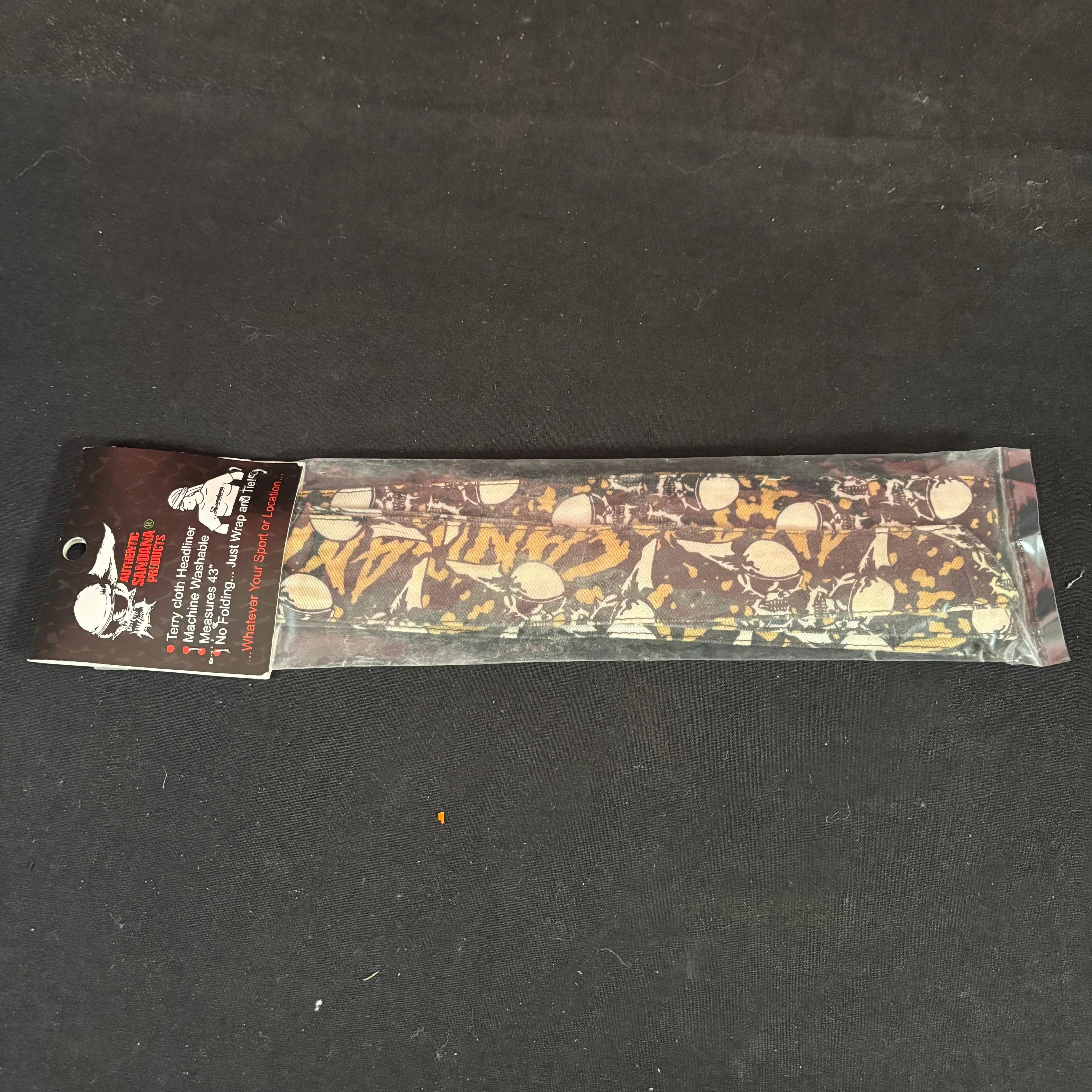 Used Sandana Headband - Yellow/Black Skulls - Image 2