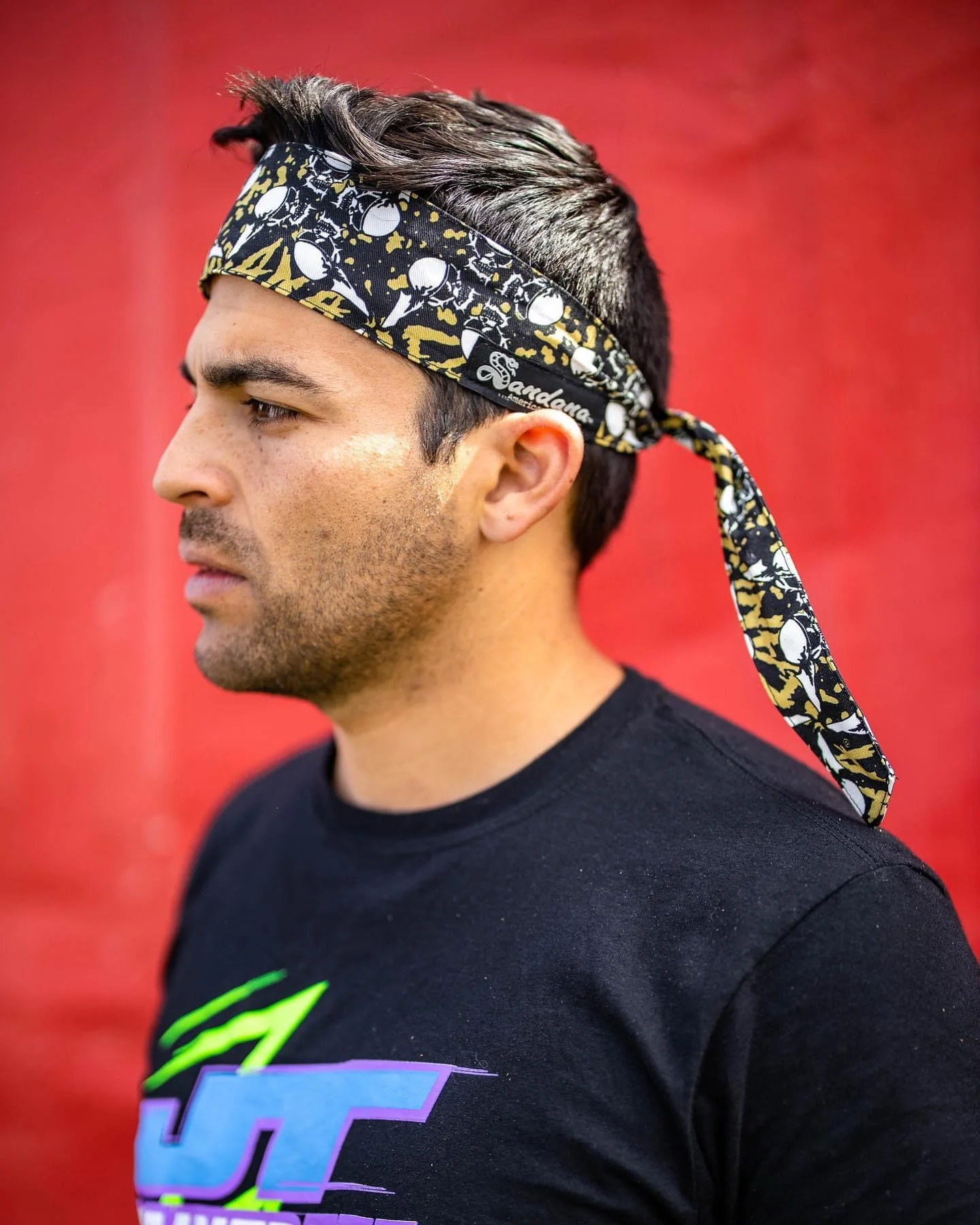 Used Sandana Limited Edition Archie Gold Flying Skulls Paintball Headband - Black/Gold - Image 3