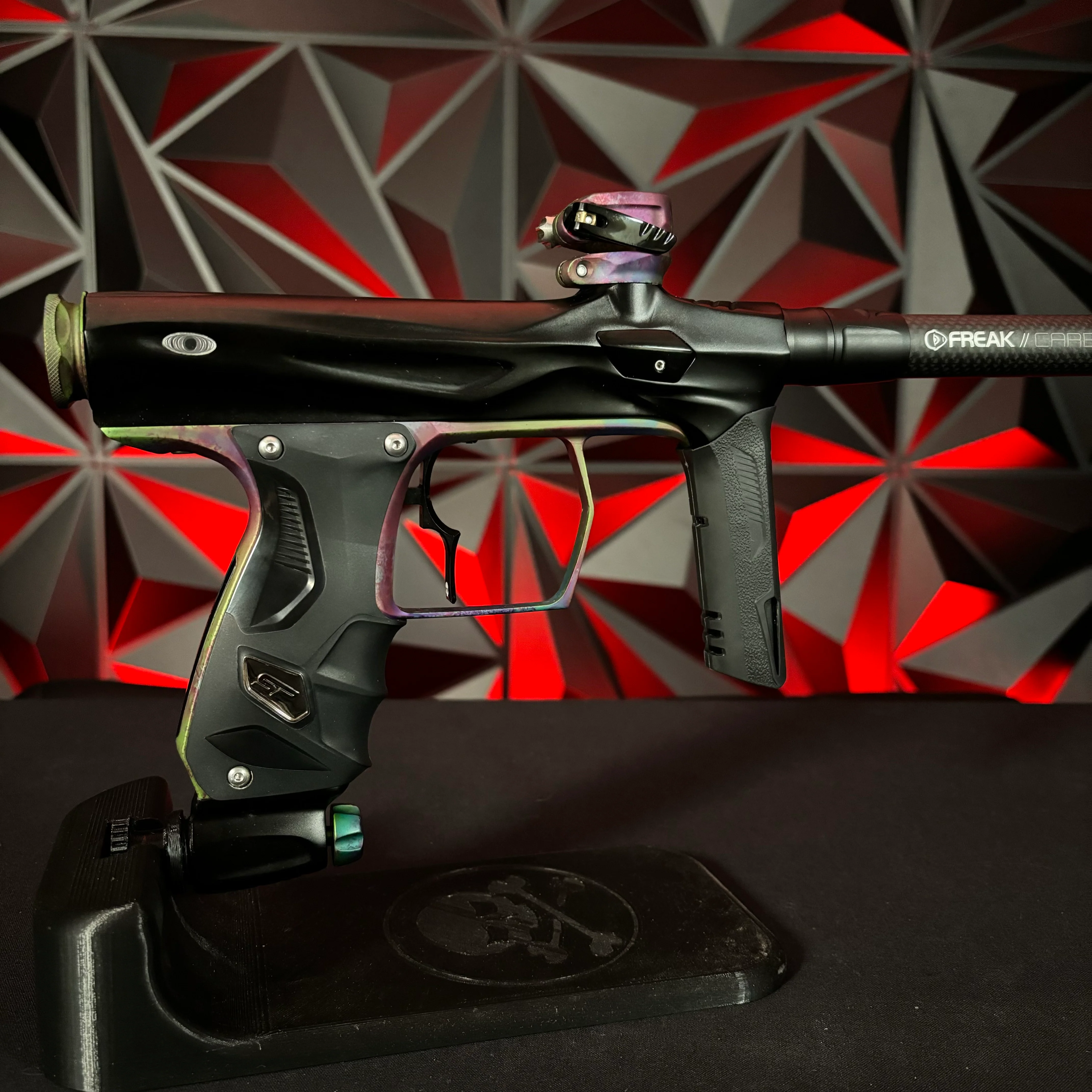 Used Shocker Amp Paintball Gun - Black w/Hypno Trigger Frame and Matching Stock Trigger w/Infamous Deuce Trigger - Image 2