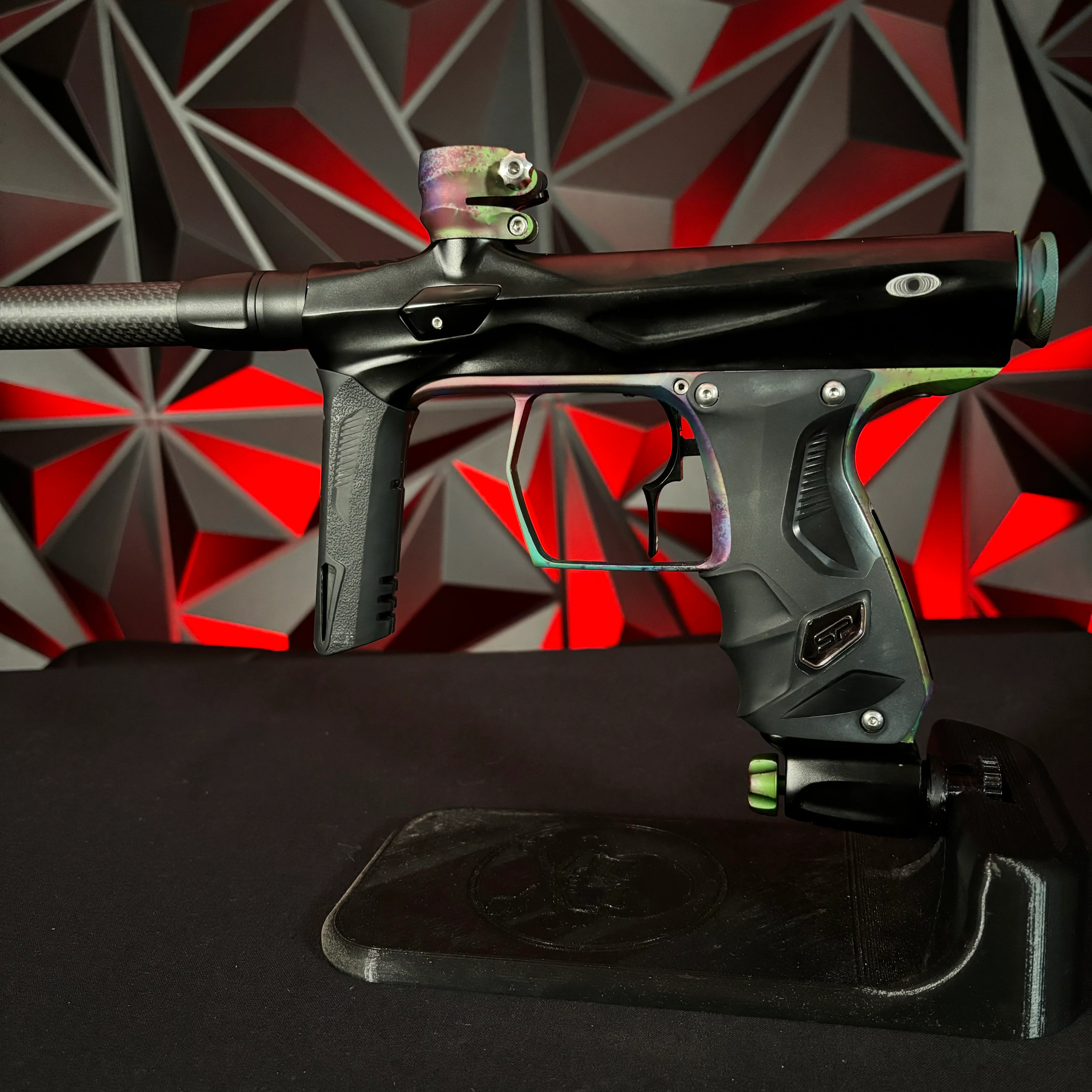 Used Shocker Amp Paintball Gun - Black w/Hypno Trigger Frame and Matching Stock Trigger w/Infamous Deuce Trigger - Image 3