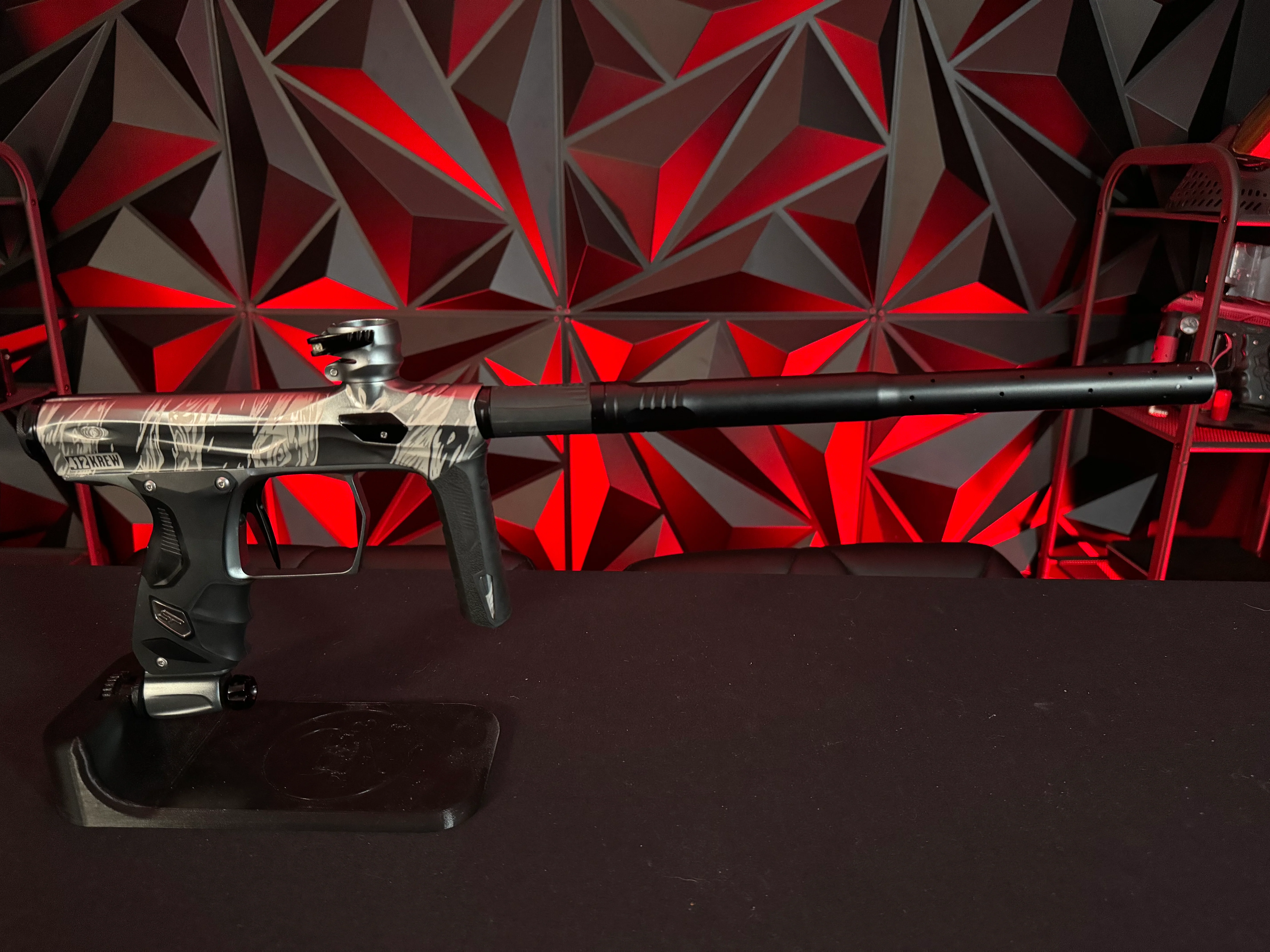 Used Shocker AMP Paintball Gun -LE 412 Krew Tiger Stripe w/ Mech Frame - Image 5