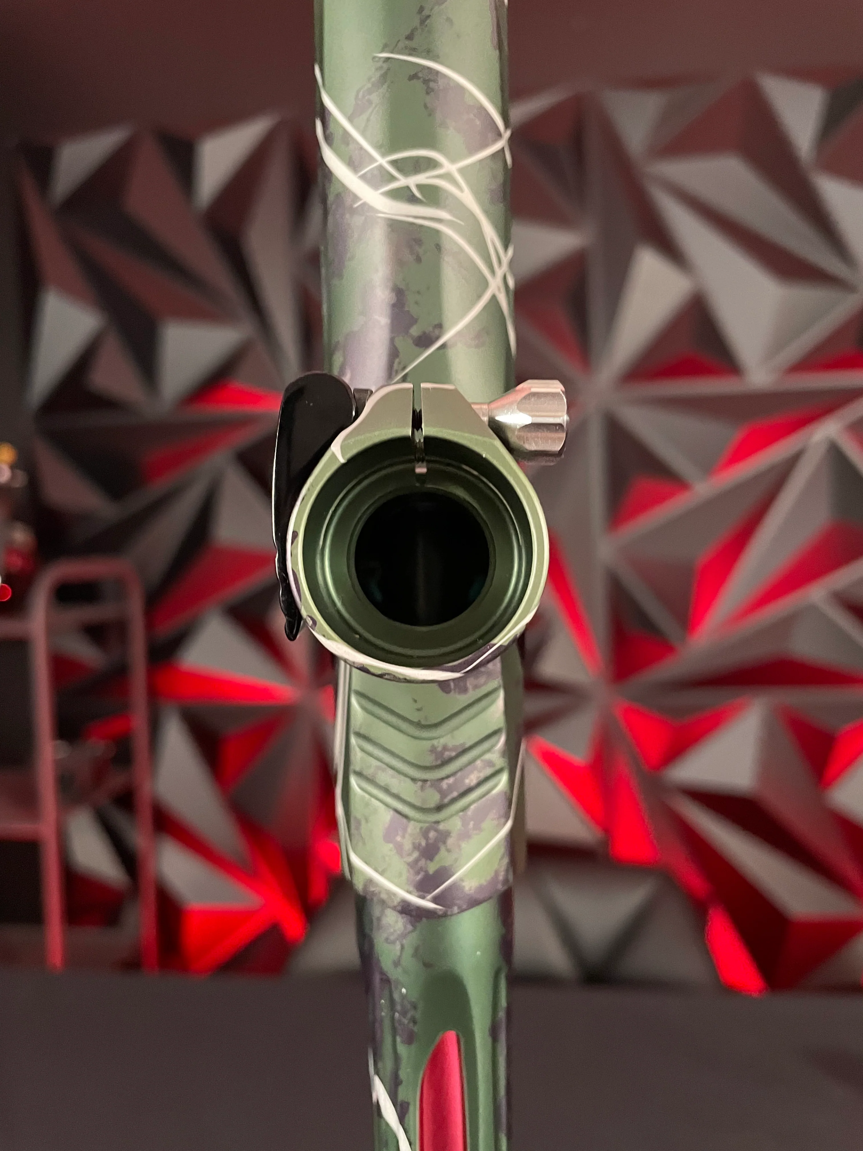 Used Shocker Amp Paintball Gun - Olive/Black/White Splash - Image 10