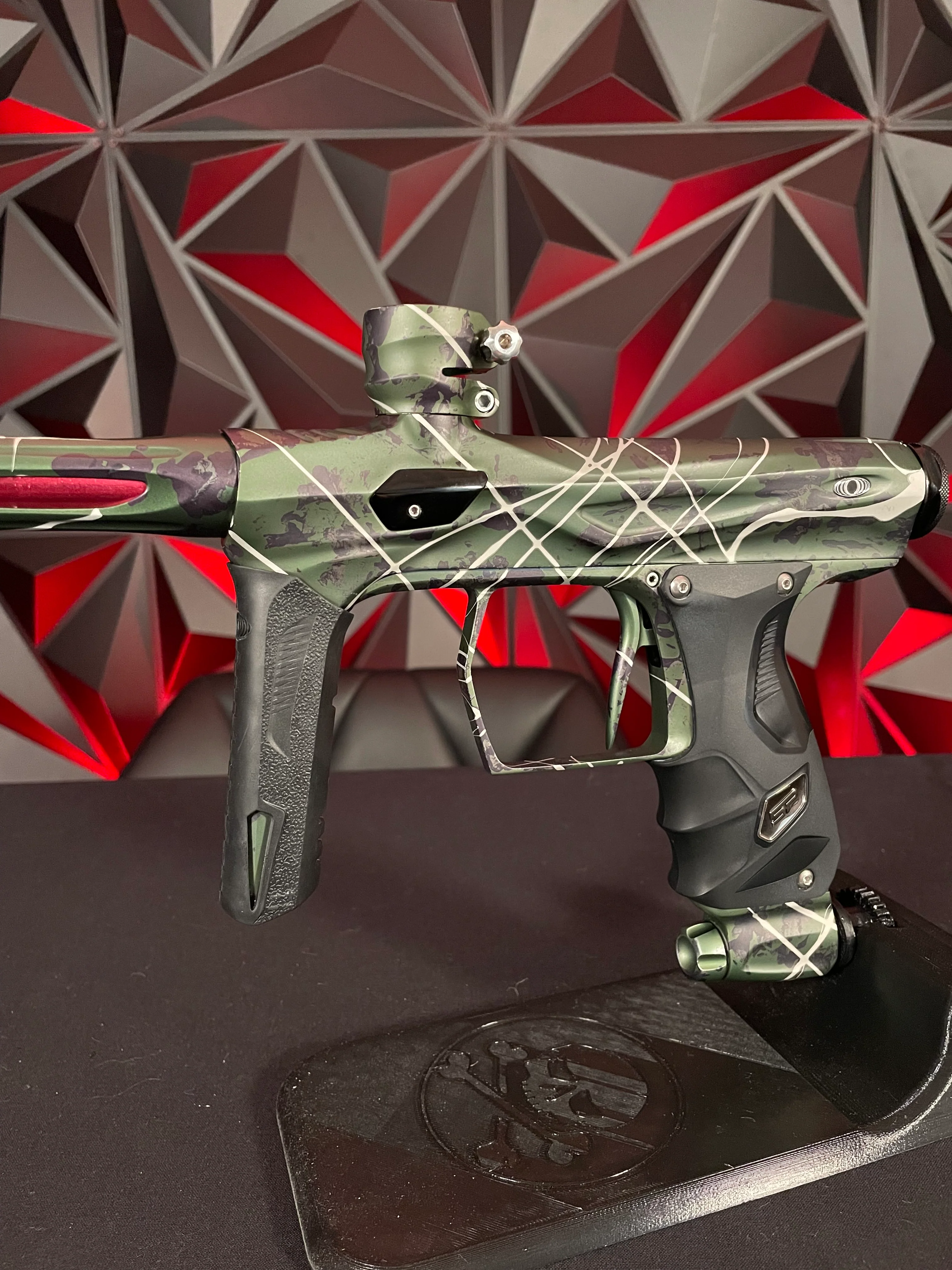 Used Shocker Amp Paintball Gun - Olive/Black/White Splash - Image 4