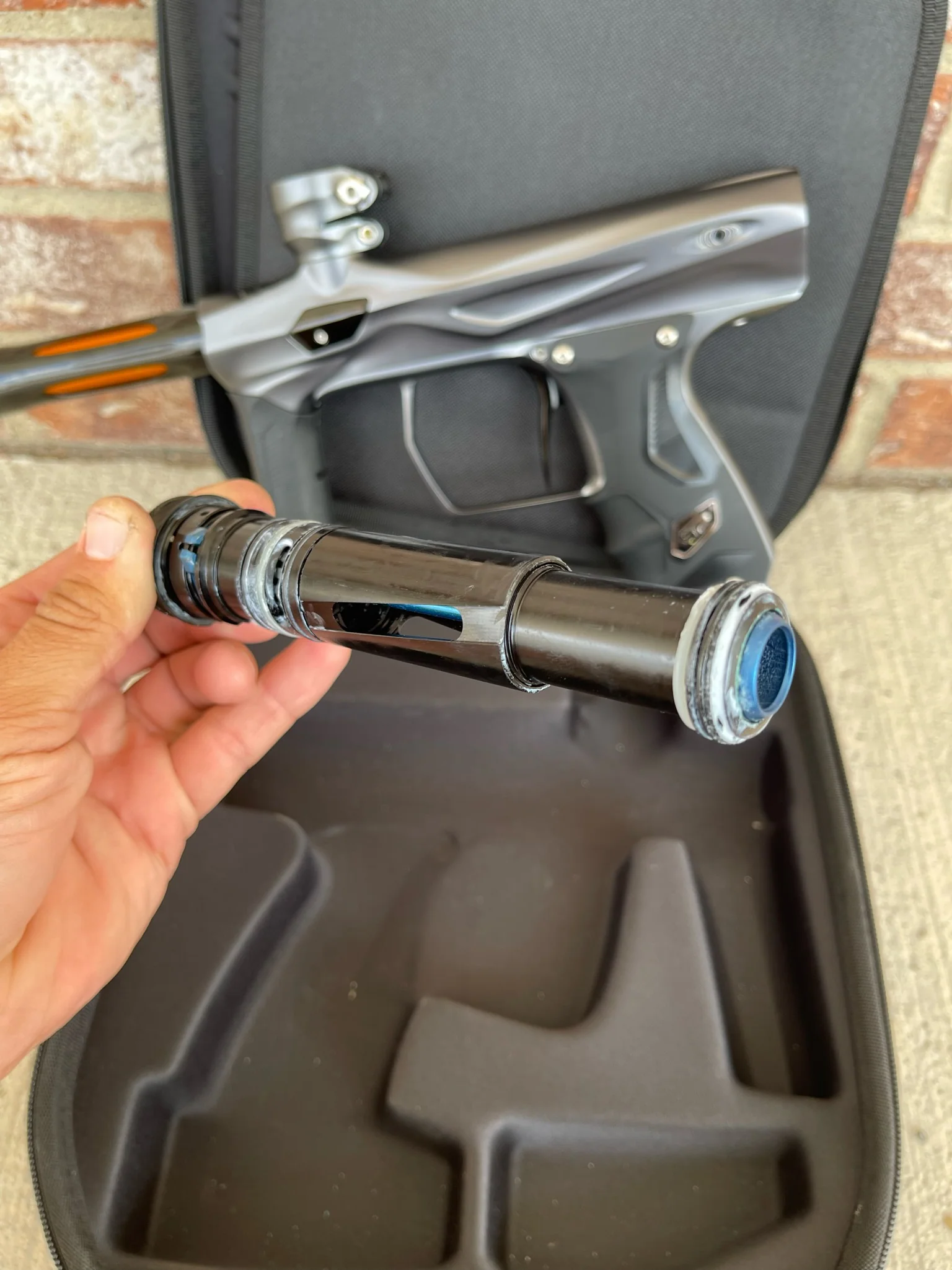 Used Shocker Amp Paintball Gun - Pewter w/ Gloss Black ACP Tip - Image 12
