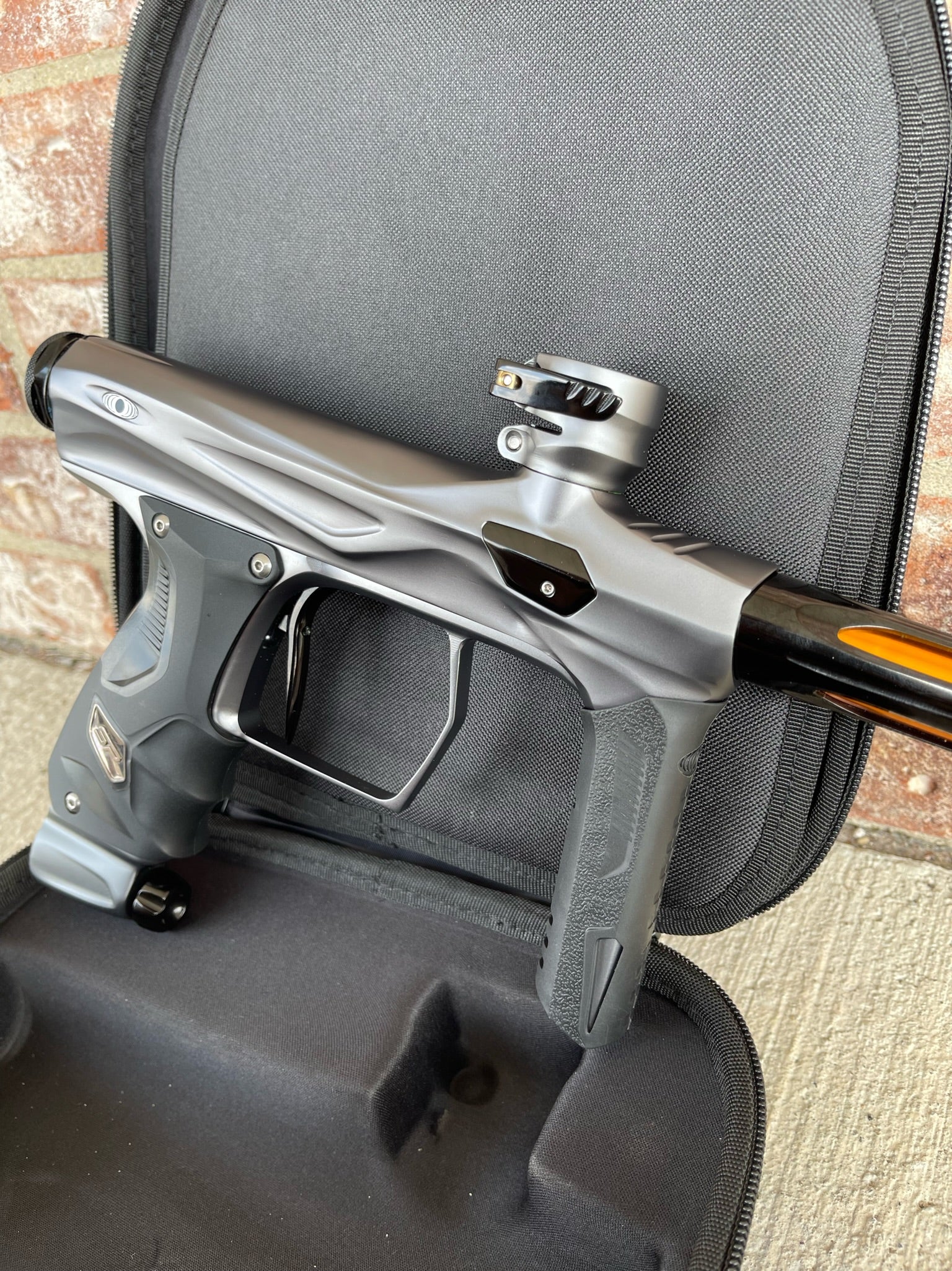 Used Shocker Amp Paintball Gun - Pewter w/ Gloss Black ACP Tip - Image 3