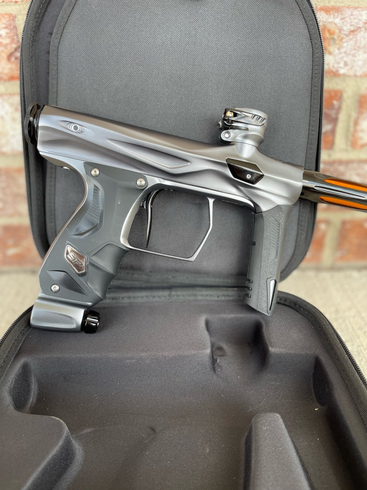 Used Shocker Amp Paintball Gun - Pewter w/ Gloss Black ACP Tip - Image 5