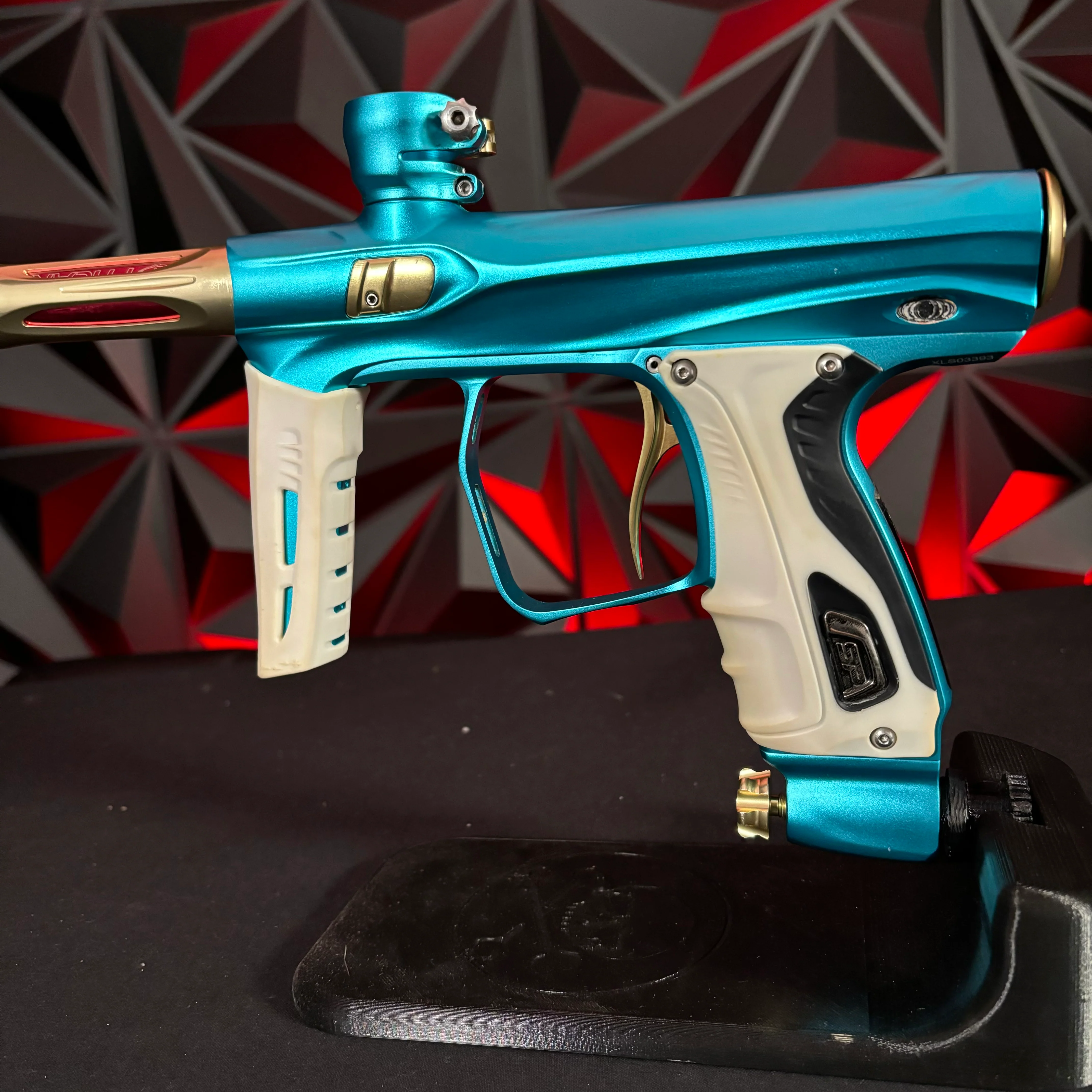 Used Shocker XLS Paintball Gun - Teal/Gold - Image 3