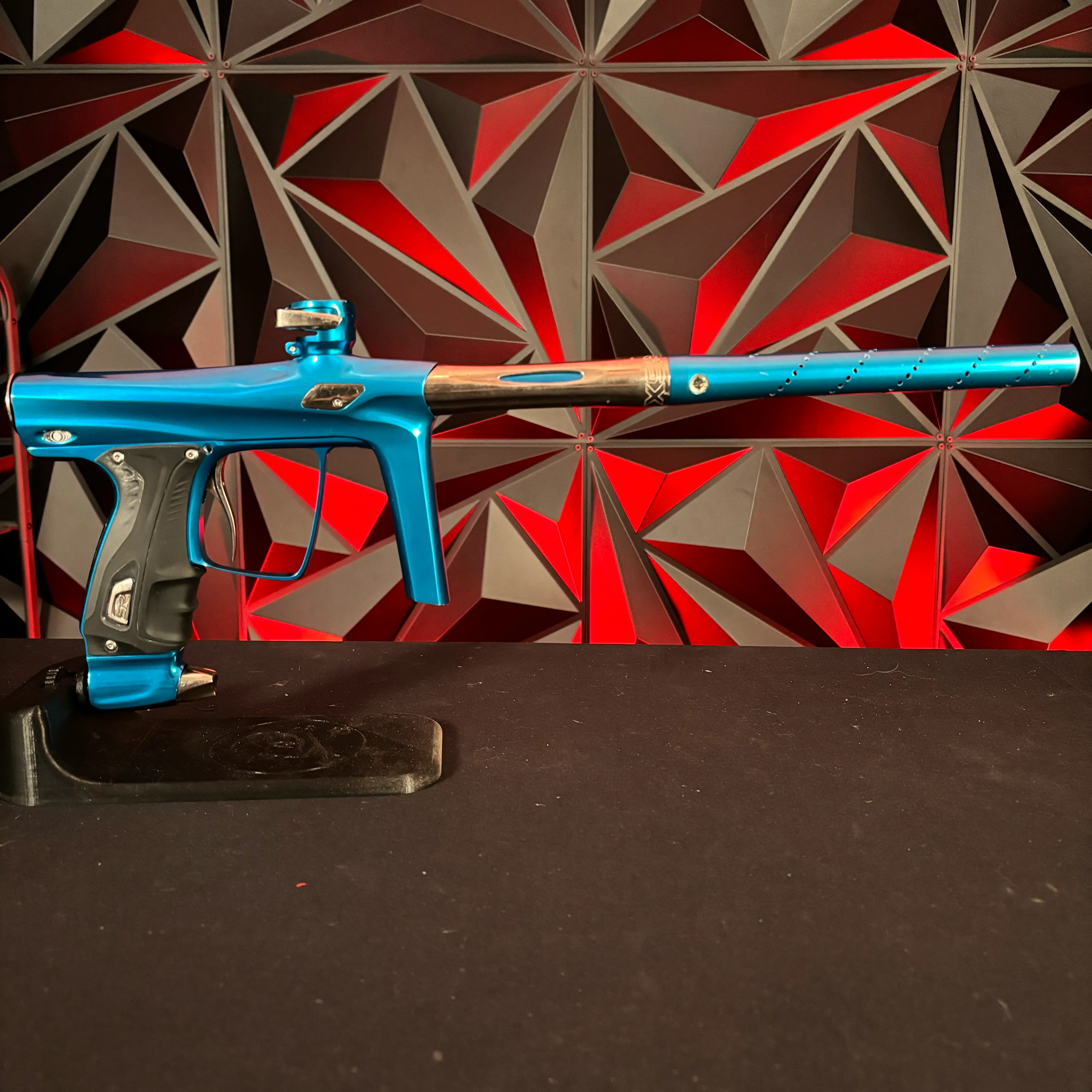 Used Shocker RSX Paintball Gun - Polished Blue/Polished Gold w/Mech Frame and 4 Inserts - Image 6