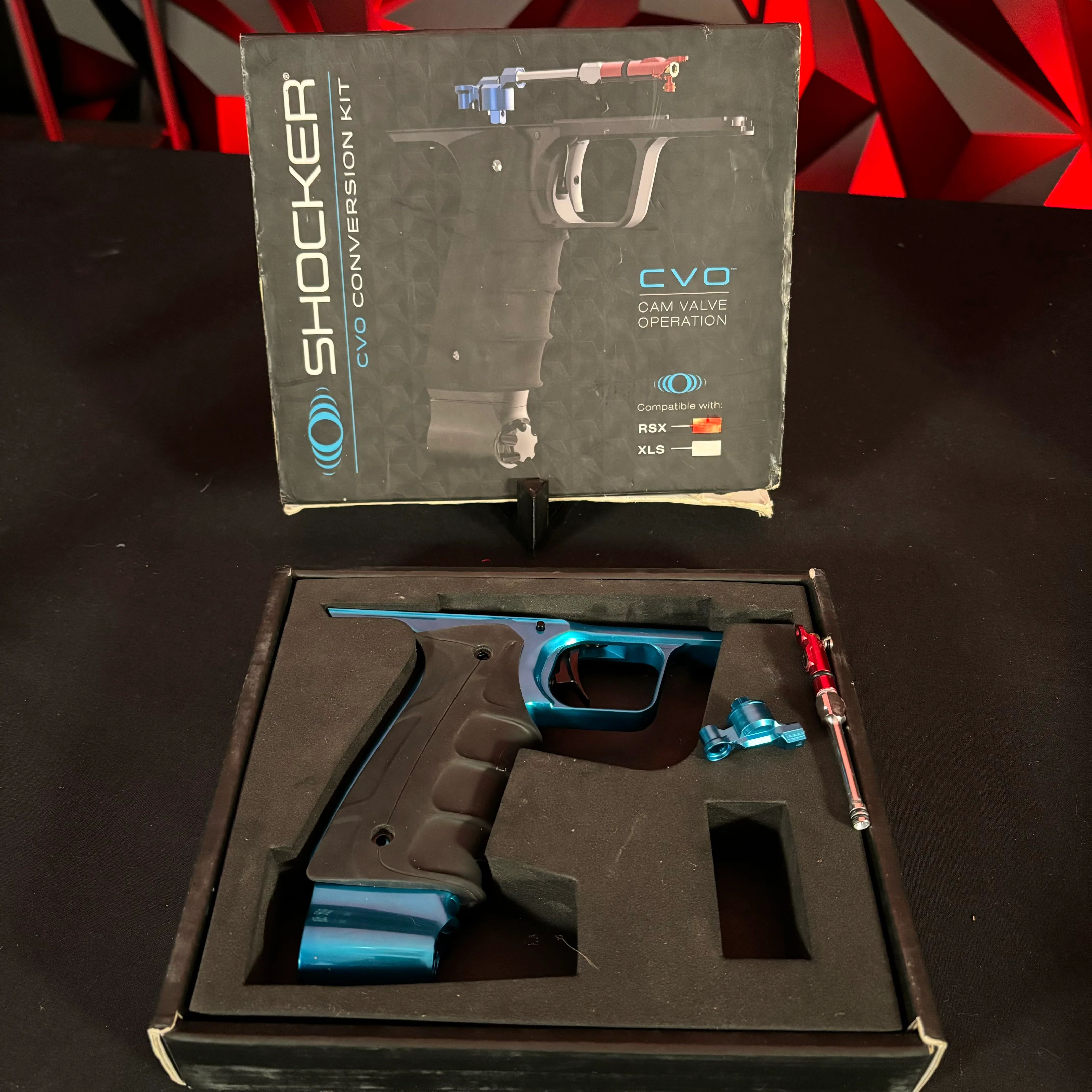 Used Shocker RSX Paintball Gun - Polished Blue/Polished Gold w/Mech Frame and 4 Inserts - Image 8