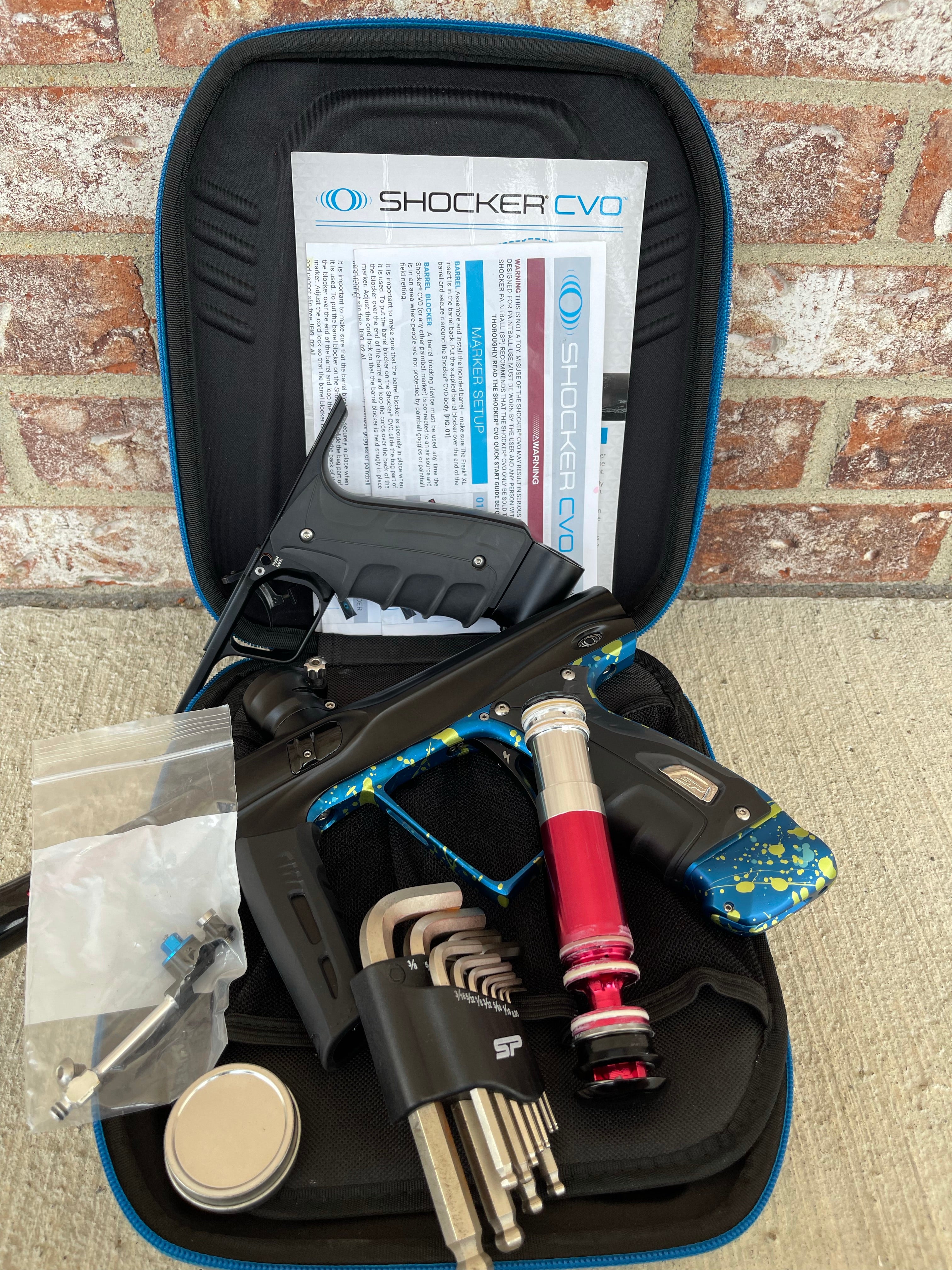 Used Shocker XLS Paintball Gun - Black / Blue w/ CVO Frame - Image 5