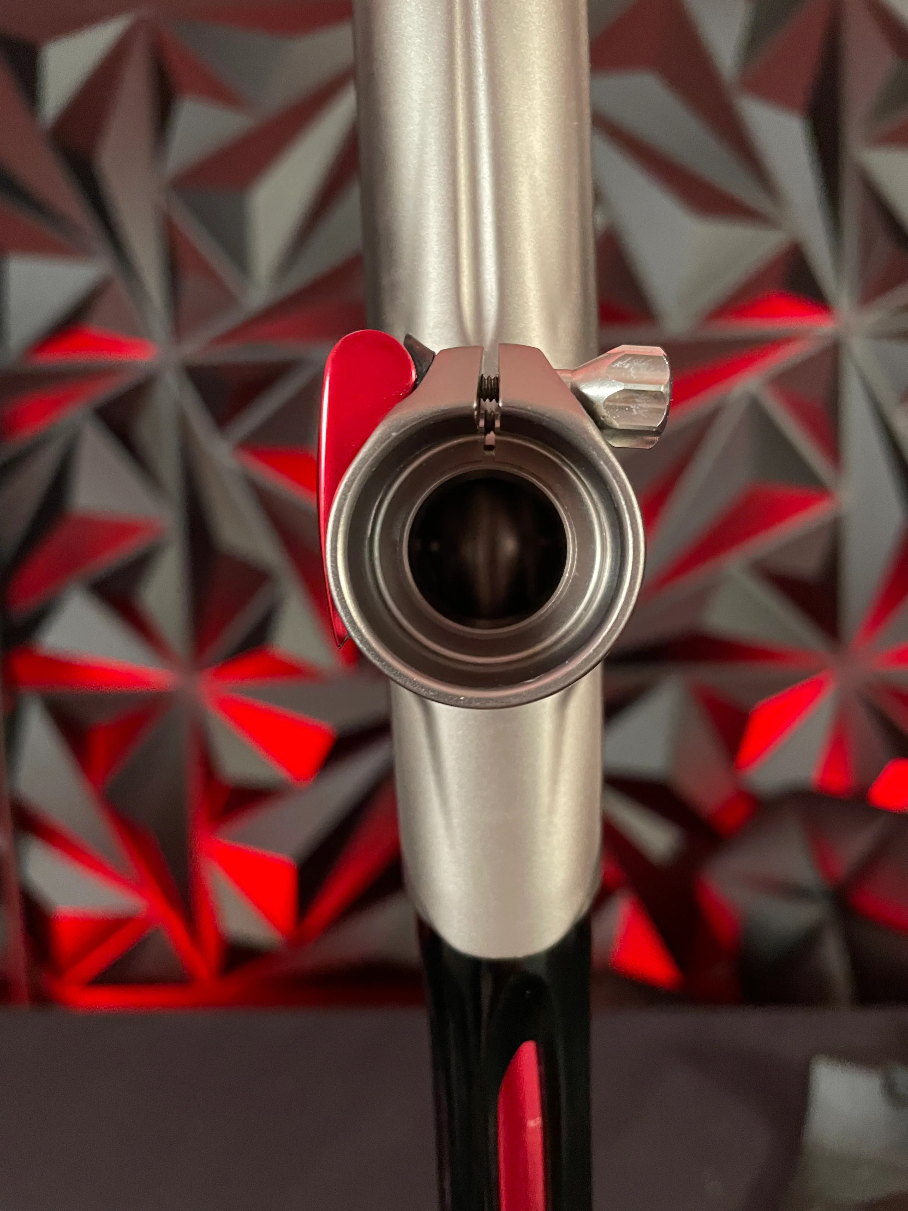 Used Shocker XLS Paintball Gun - Pewter/Red w/ Red Grip Kit - Image 9