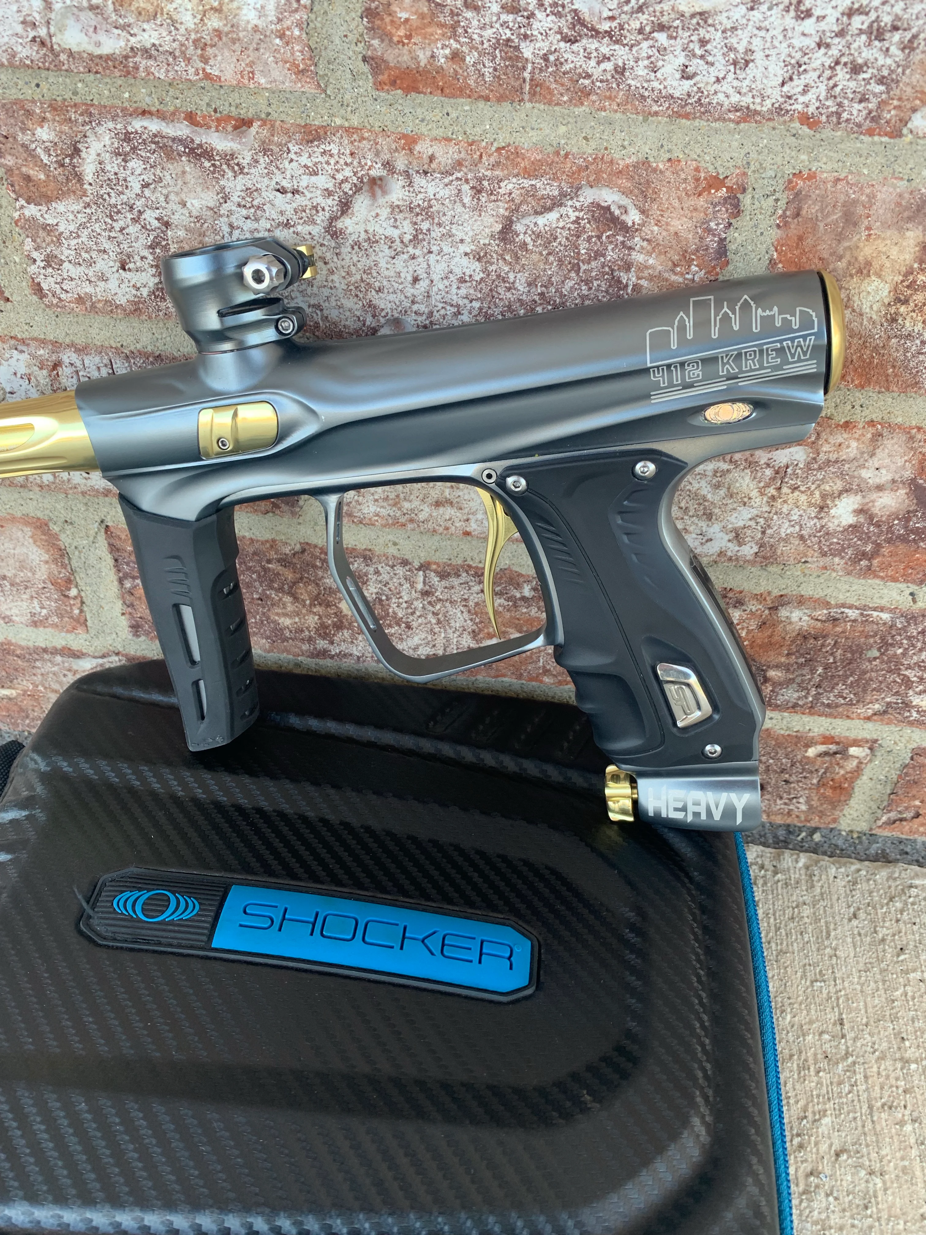 Used Shocker XLS Paintball Marker- Gray/Gold - Image 8