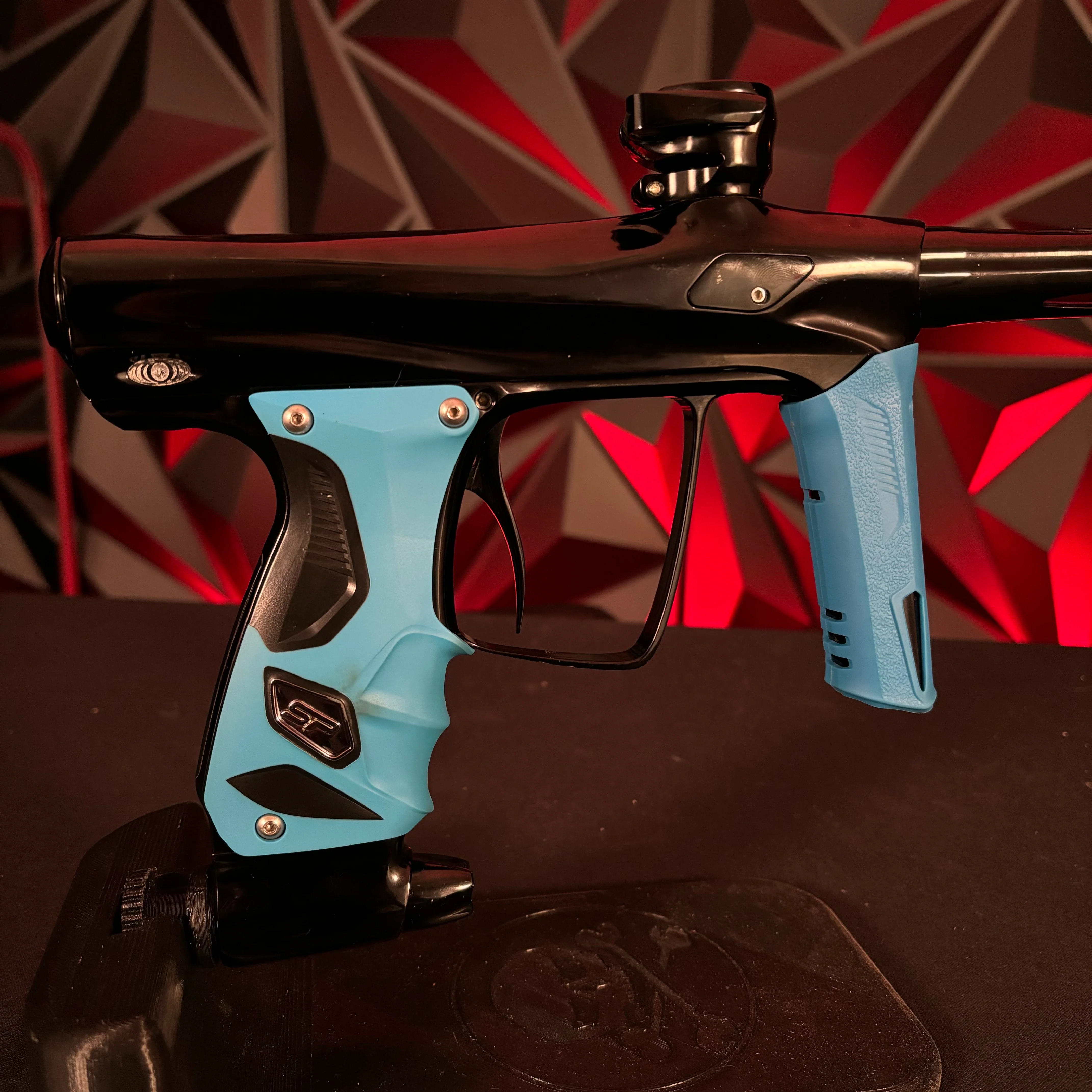 Used Shocker RSX Paintball Gun- Dust Black w/Blue Grip Kit - Image 2