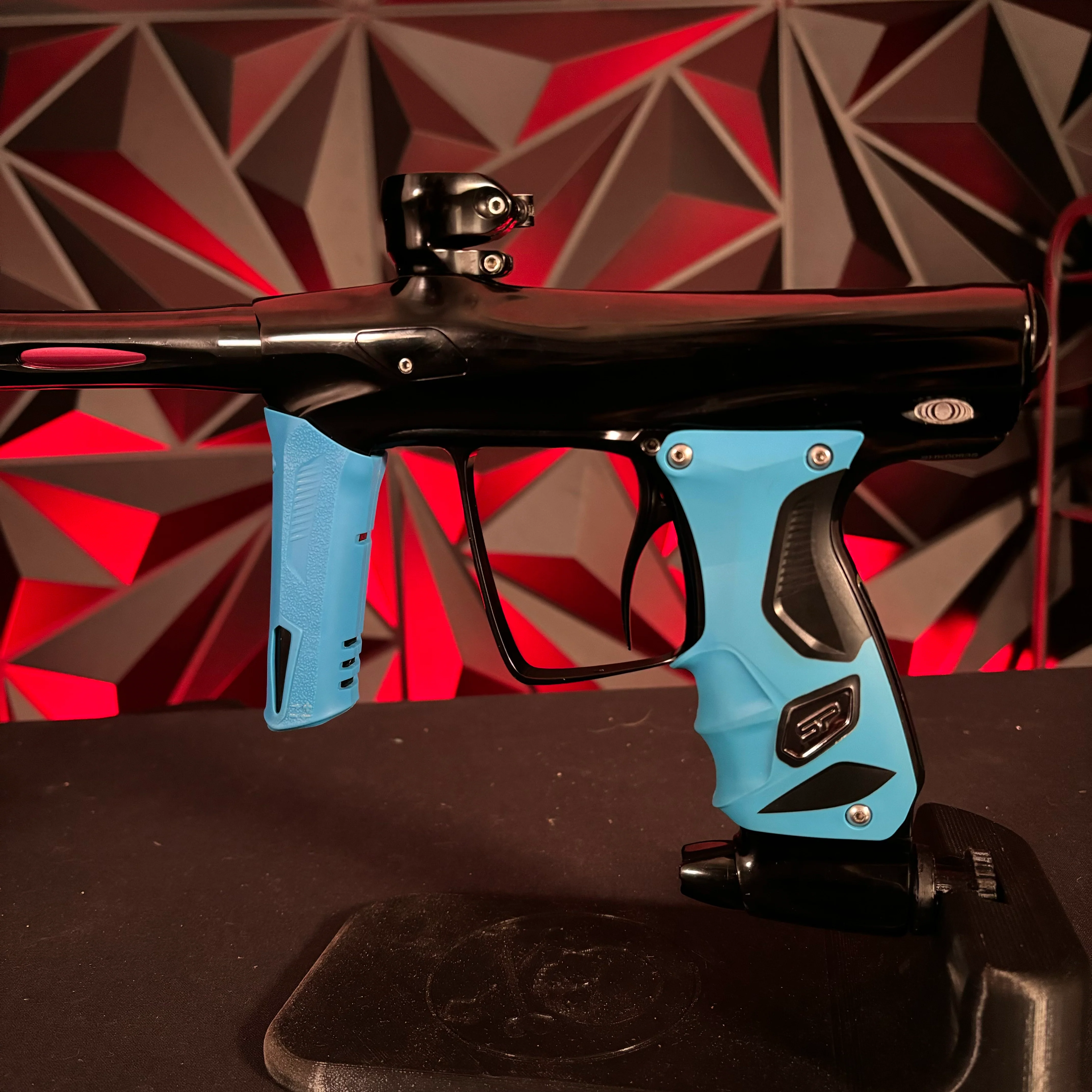 Used Shocker RSX Paintball Gun- Dust Black w/Blue Grip Kit - Image 3