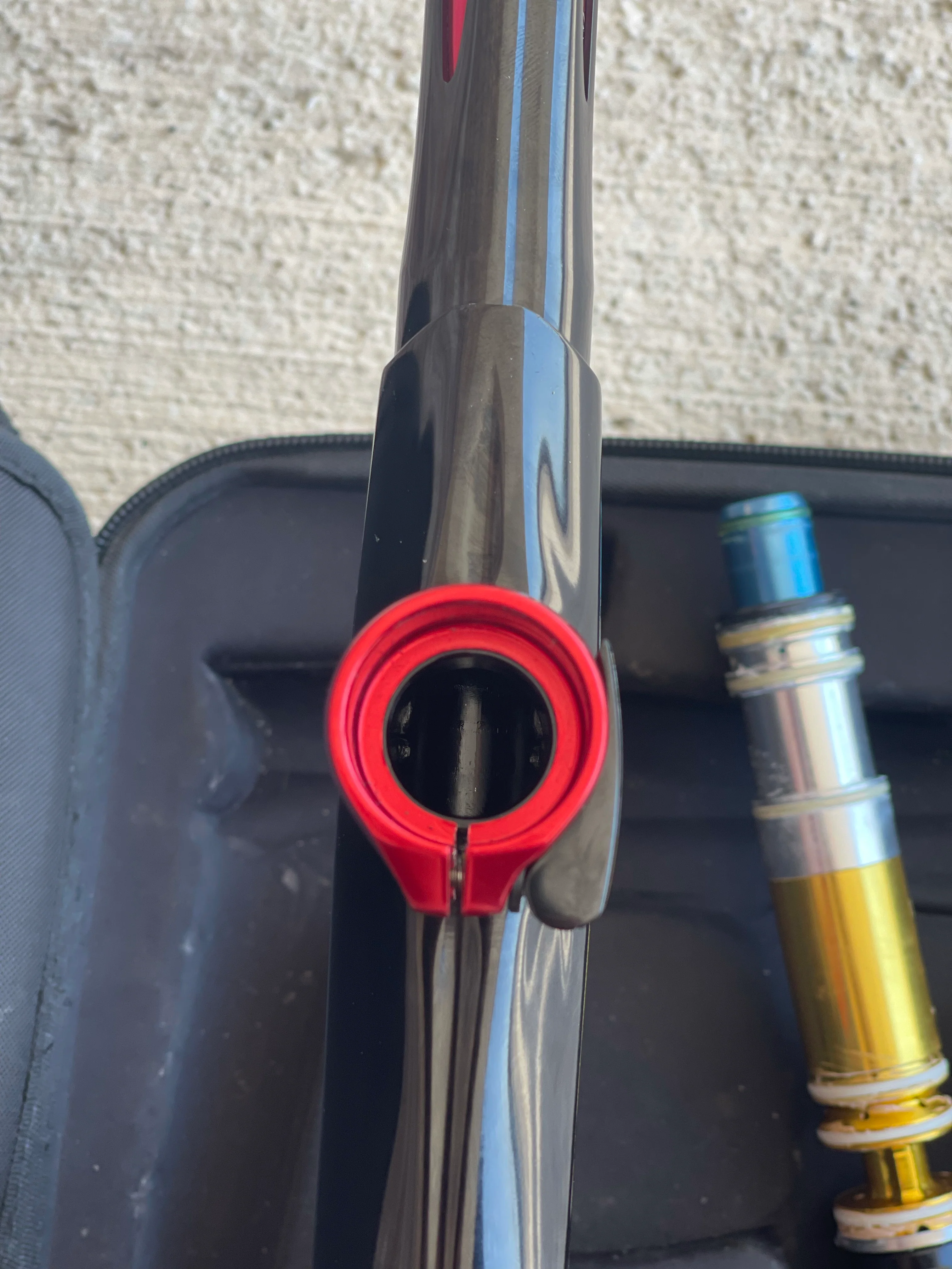 Used Smart Parts Shocker RSX Paintball Marker- Gloss Black w/Red Accents and Red/Black Swirl Exalt Front Grip - Image 7