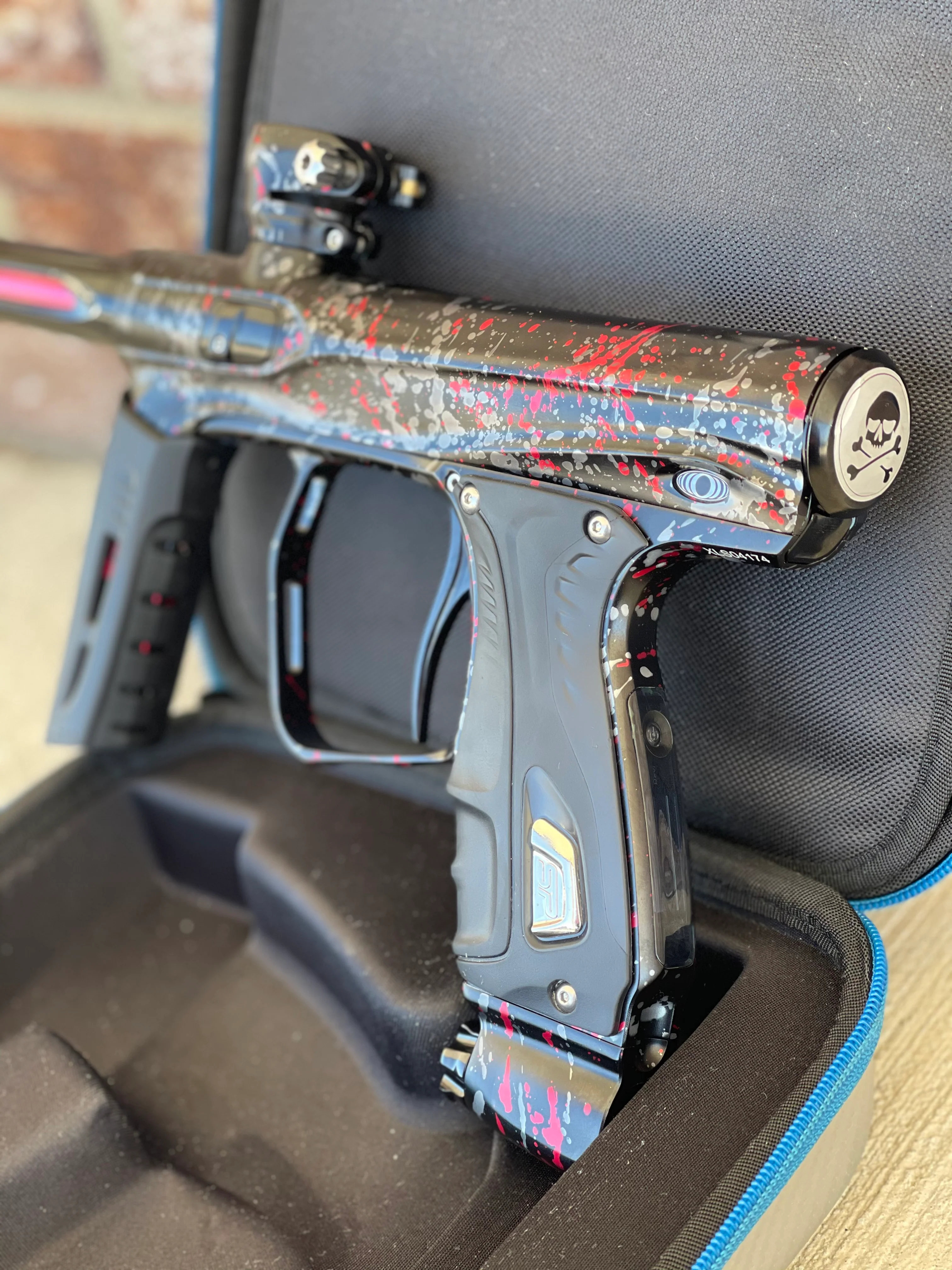 Used SP Shocker XLS Paintball Gun - LE Punisher's Tri Color Splash - Image 3
