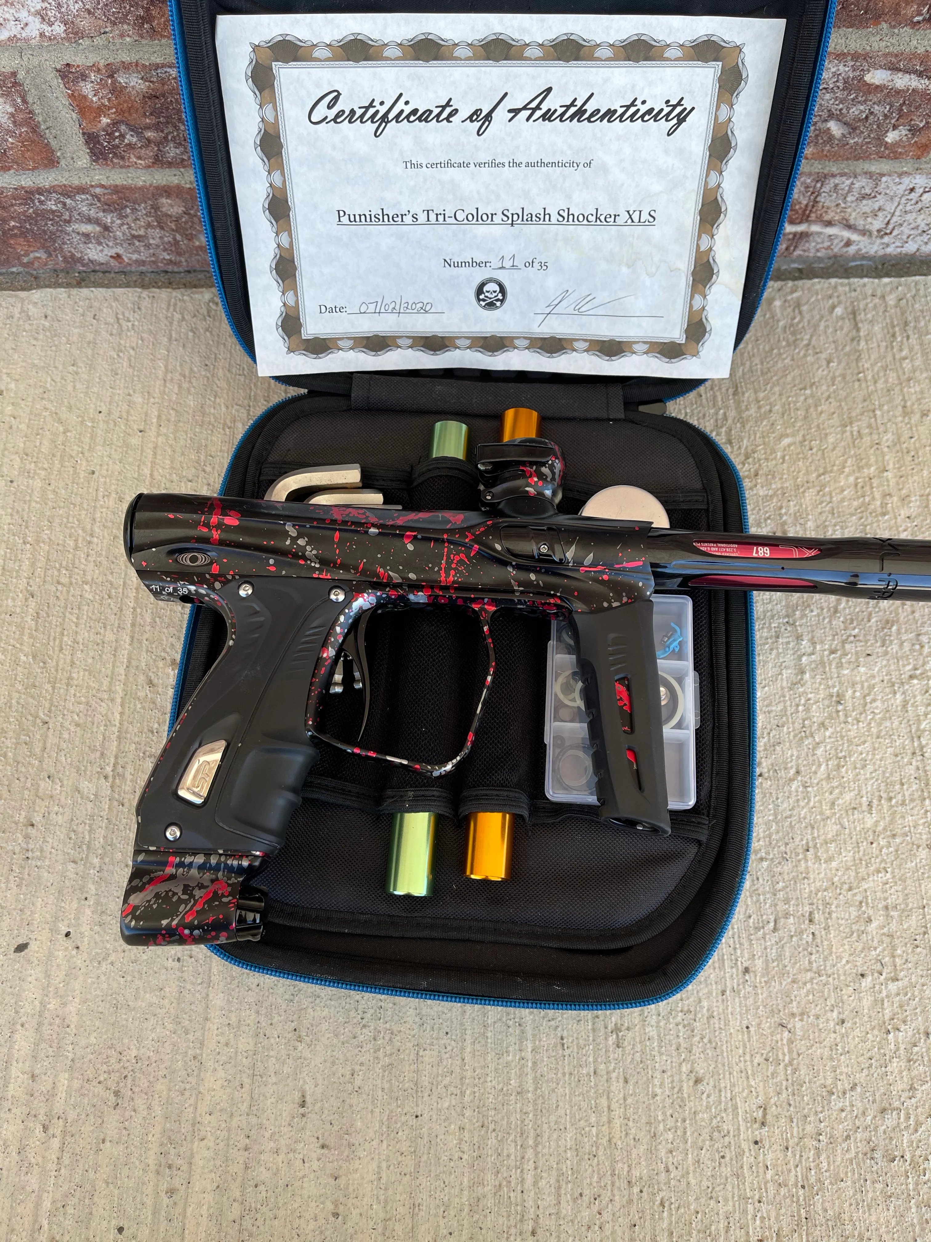 Used SP Shocker XLS Paintball Gun - LE Punisher's Tri Color Splash - Image 5