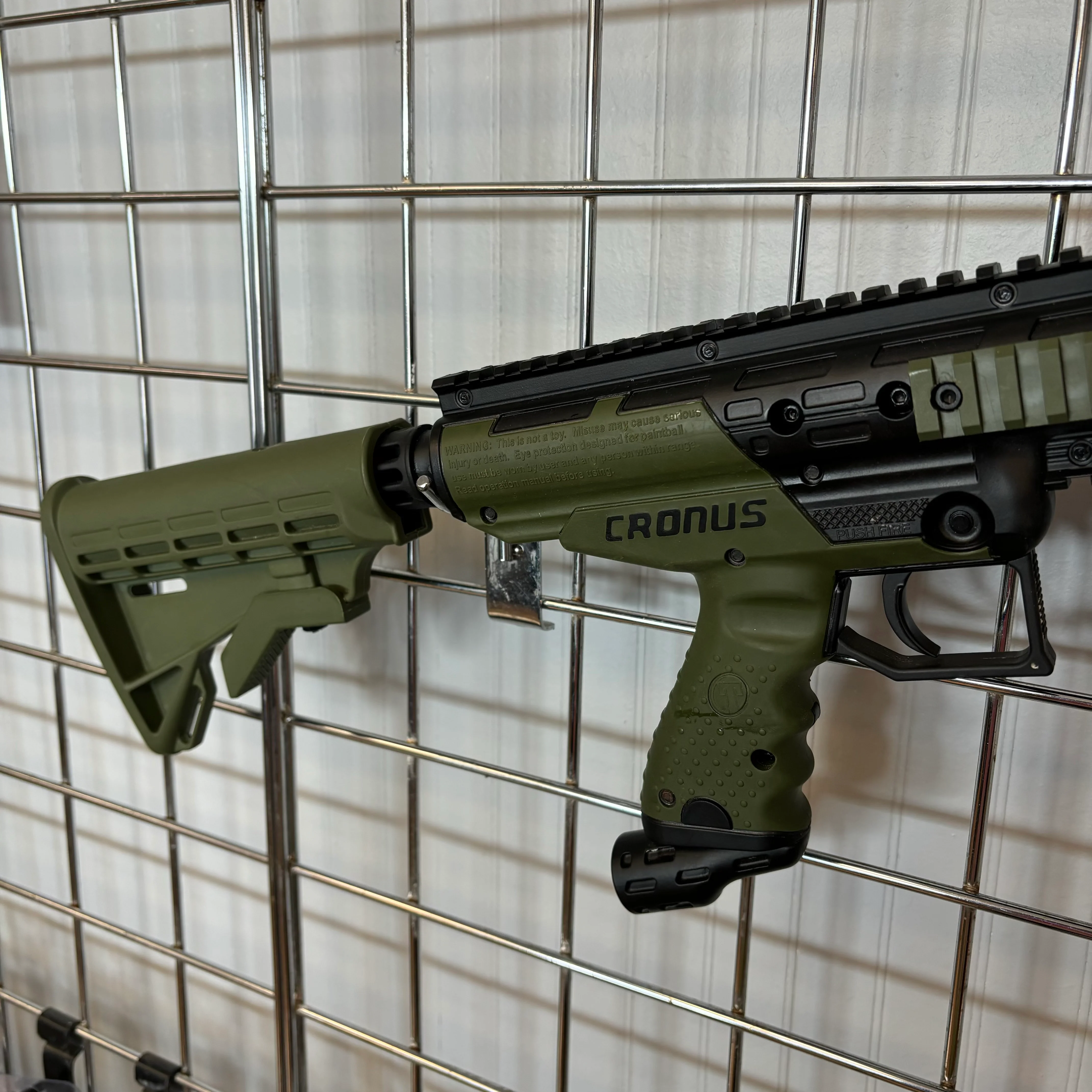 Used Tippmann Cronus Tactical Paintball Gun - Olive w/GXG Gravity Fed Hopper - Image 3
