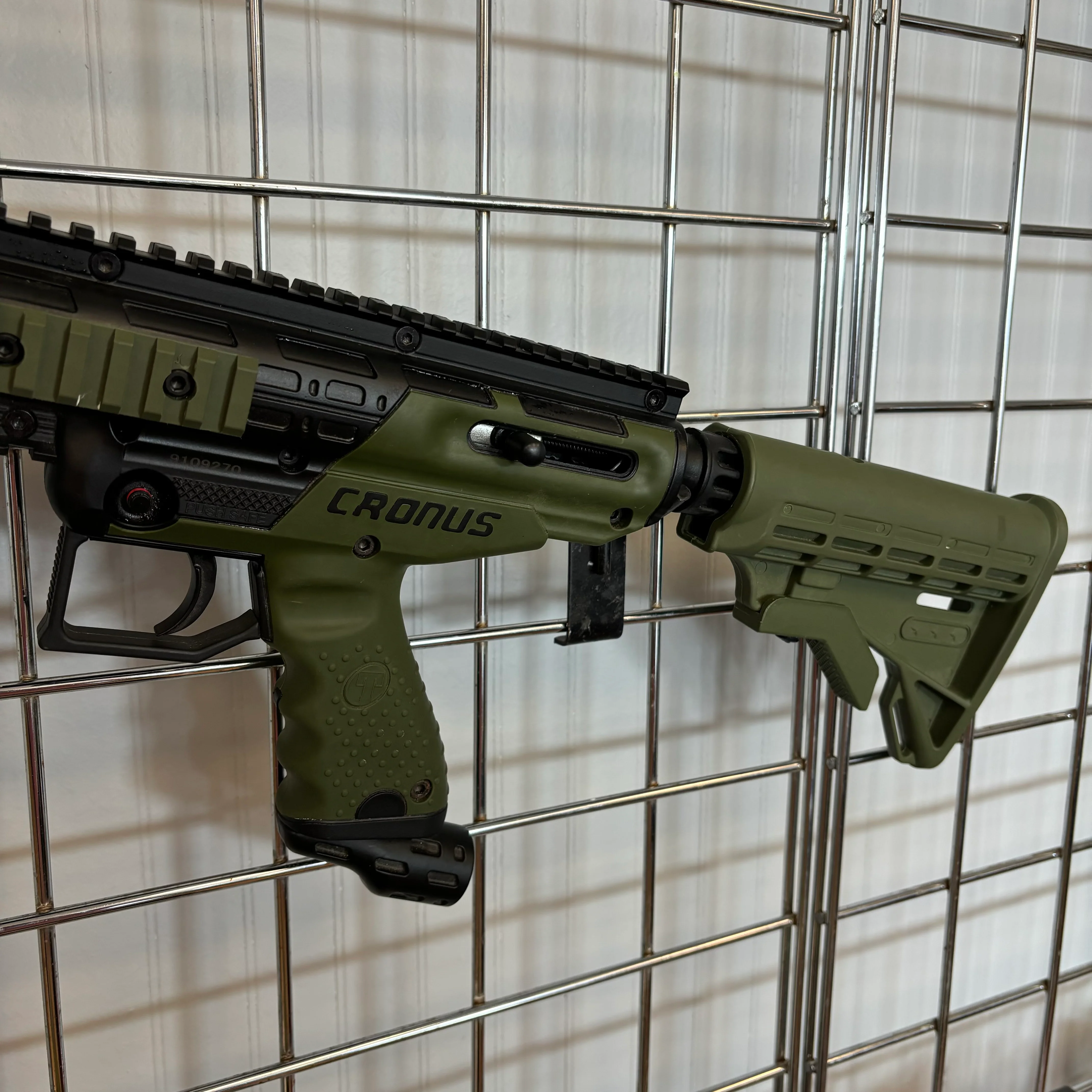 Used Tippmann Cronus Tactical Paintball Gun - Olive w/GXG Gravity Fed Hopper - Image 4