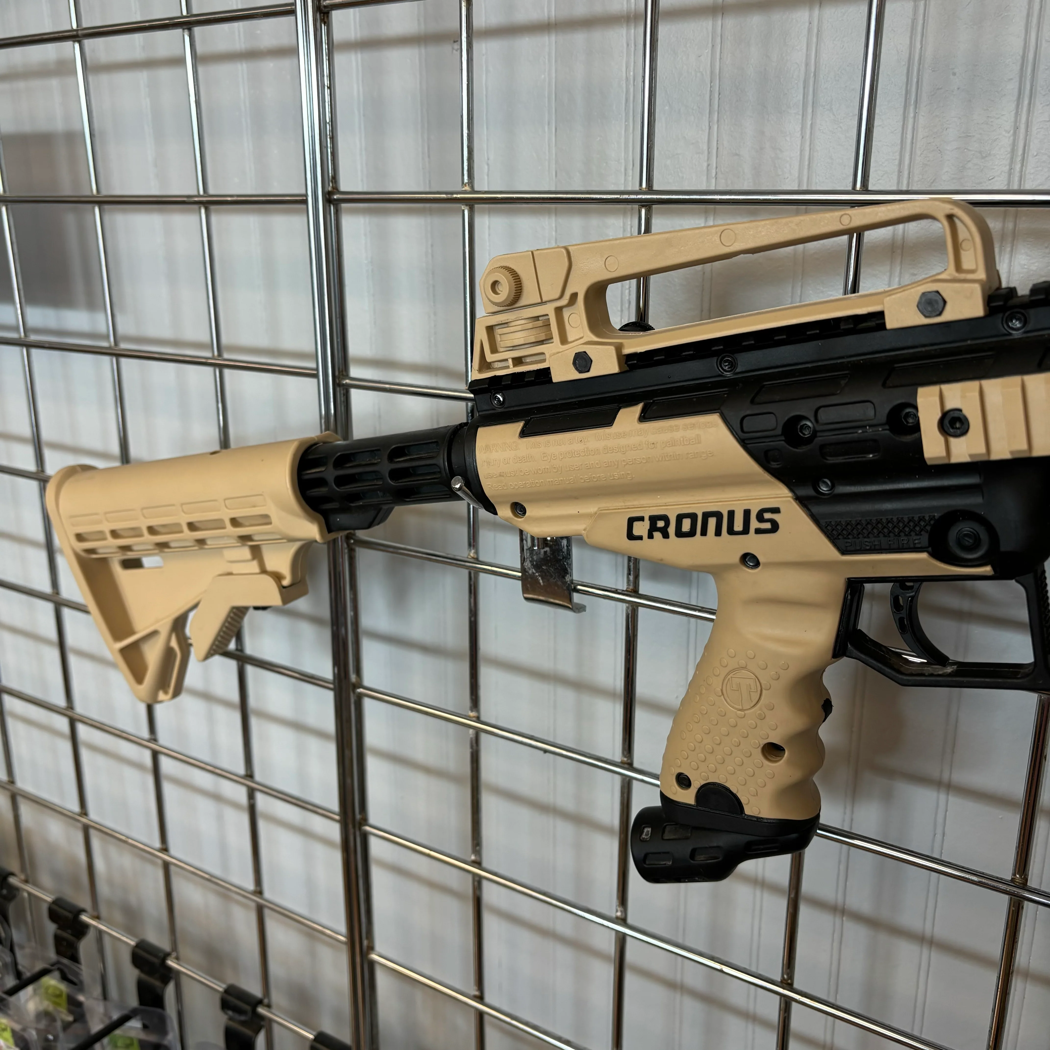 Used Tippmann Cronus Tactical Paintball Gun - Tan w/GXG Gravity Fed Hopper - Image 3