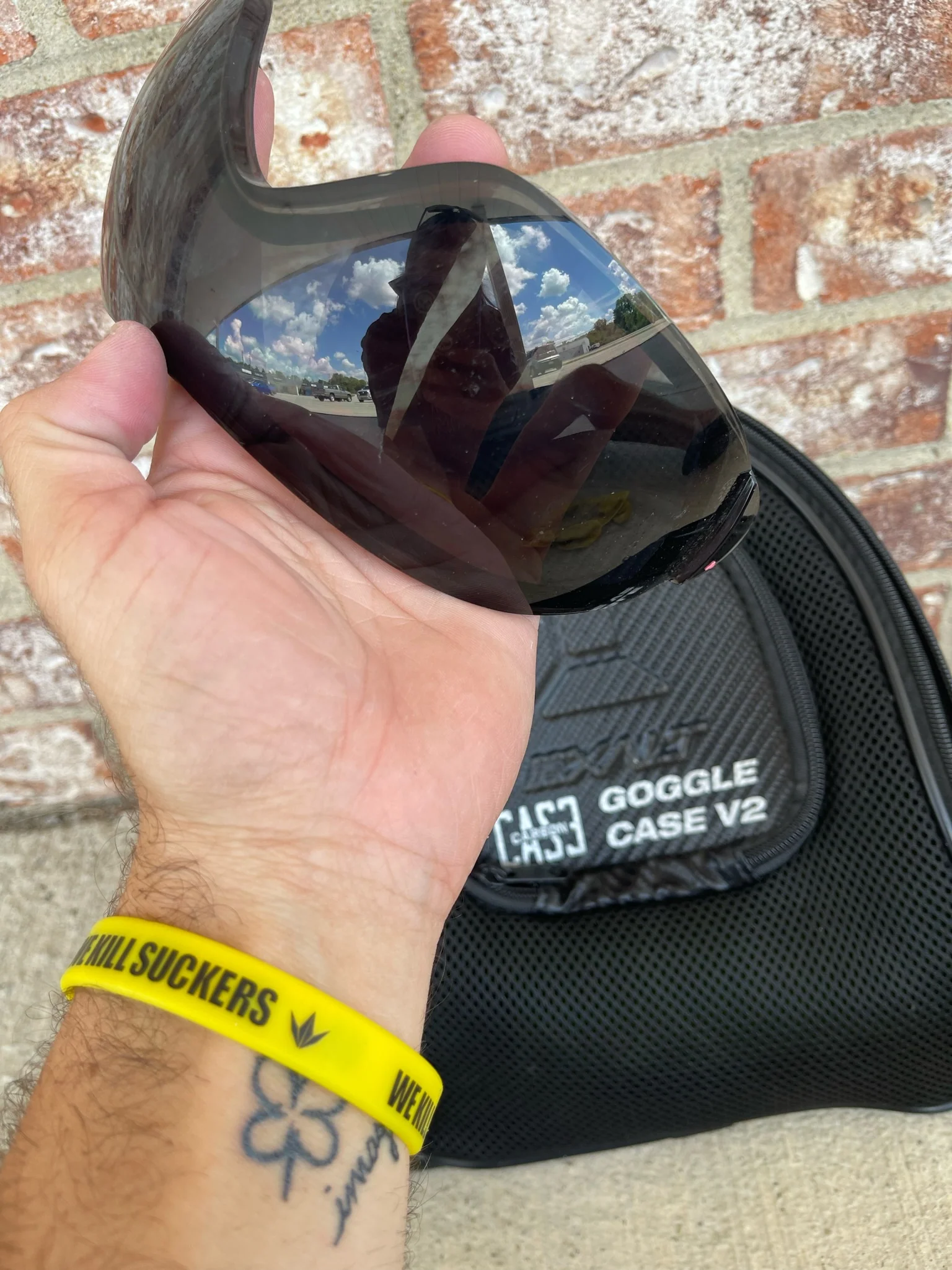 Used V-Force Grill Paintball Mask - Cowabunganga Series - Green/Red w/ 2 lenses & Exalt Goggle Case - Image 10