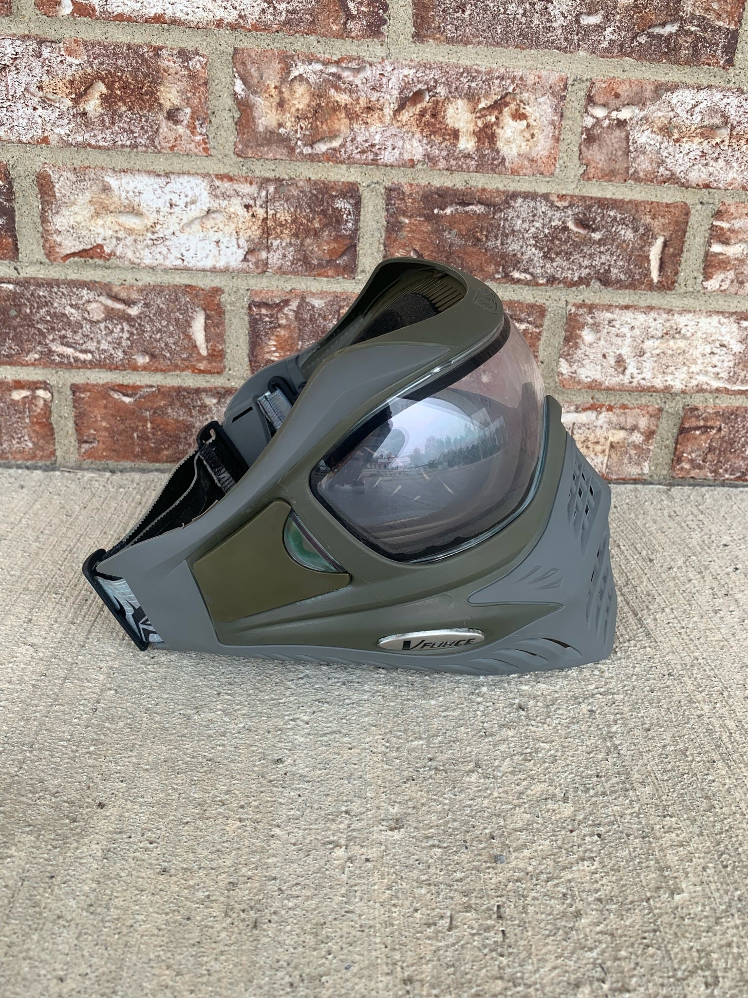 Used V-Force Grill Paintball Mask - Olive on Grey - Image 4