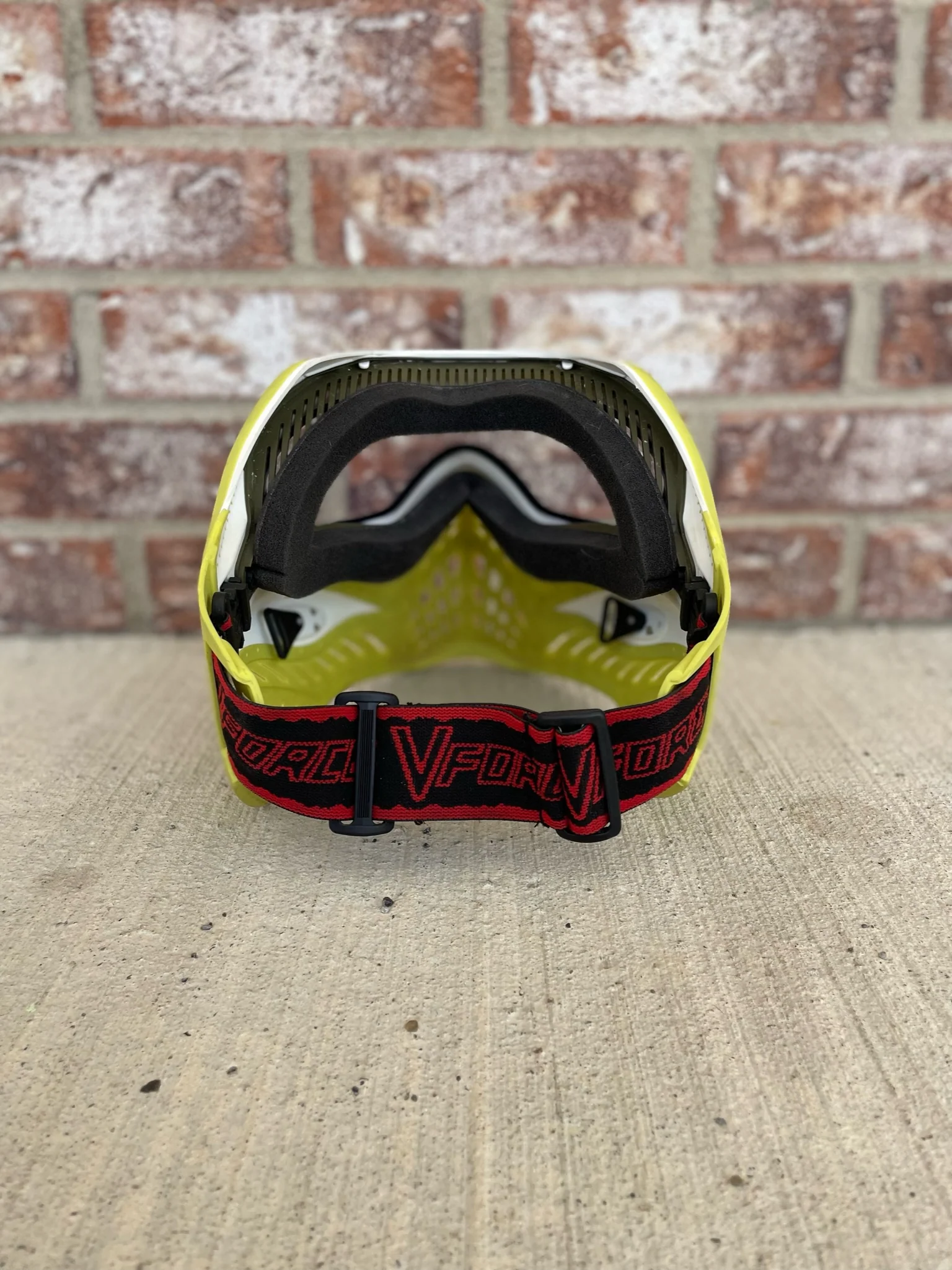 Used V-Force Grill Paintball Mask - SE White on Lime w/Visor - Image 4