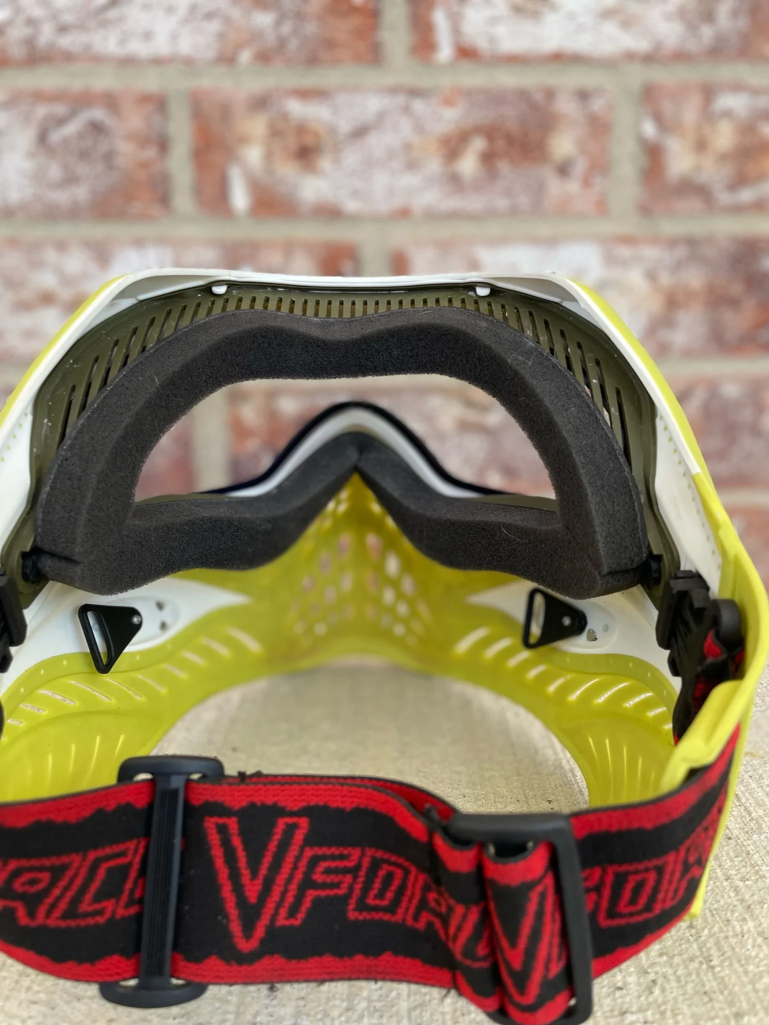 Used V-Force Grill Paintball Mask - SE White on Lime w/Visor - Image 5