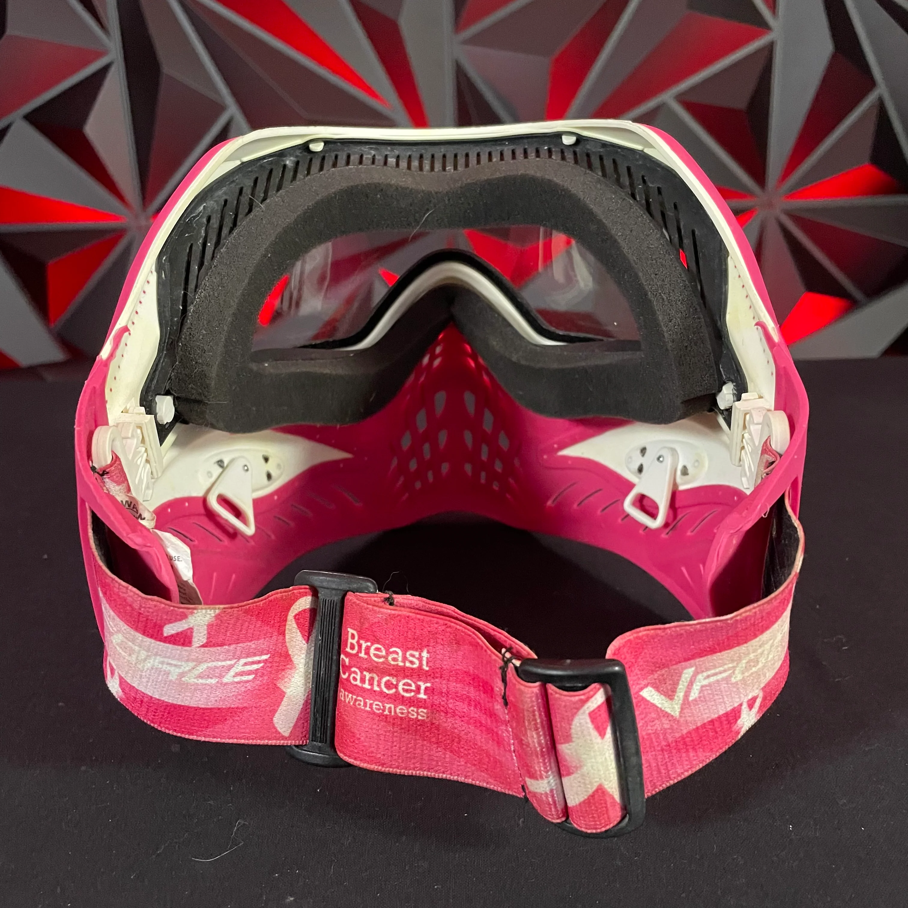 Used V-Force Grill Paintball Mask - White/Pink w/ extra mirrored lens and soft goggle bag - Image 6