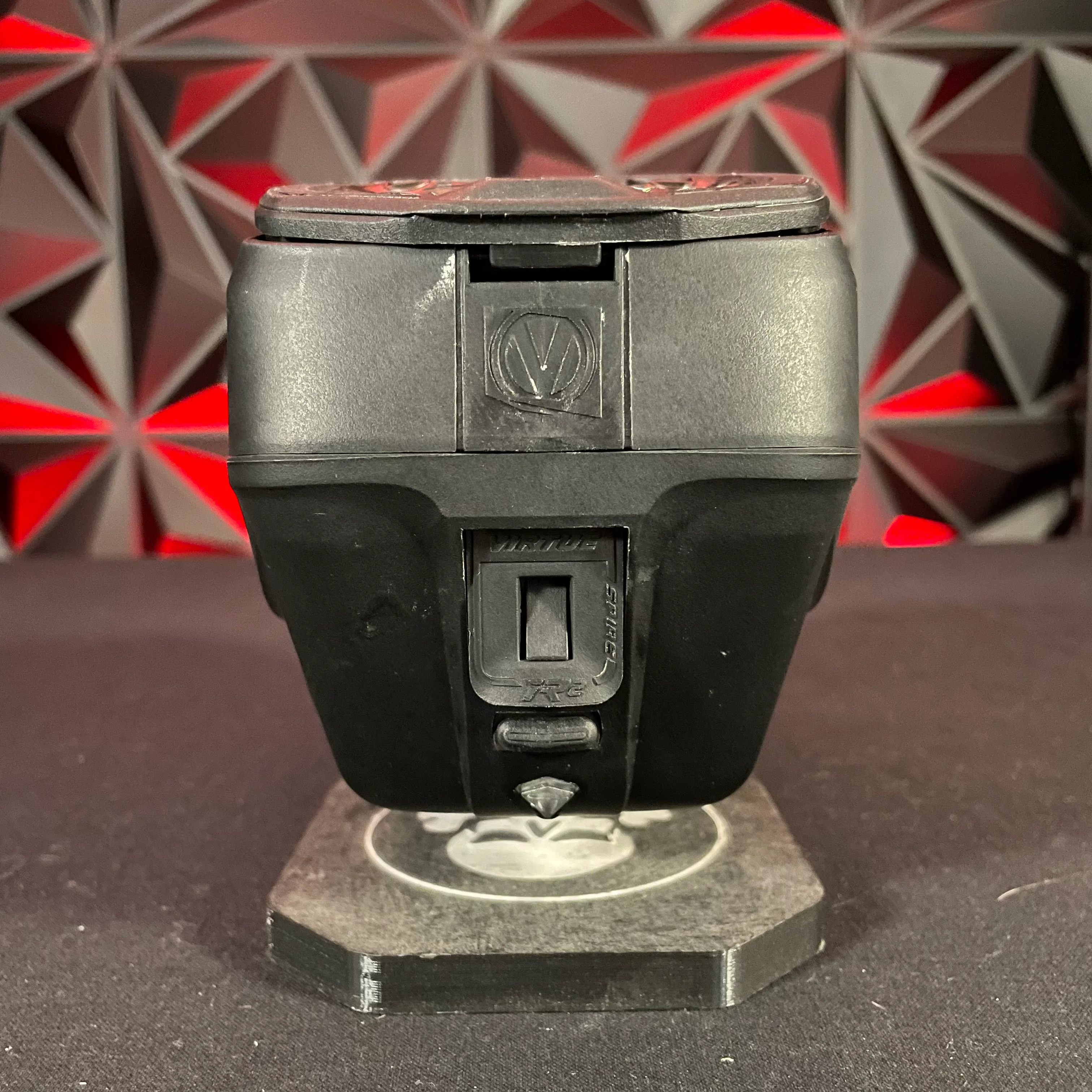 Used Virtue IR2 Paintball Loader - Black w/ Crown SF2 Speed Feed & Spring Ramp - Image 3