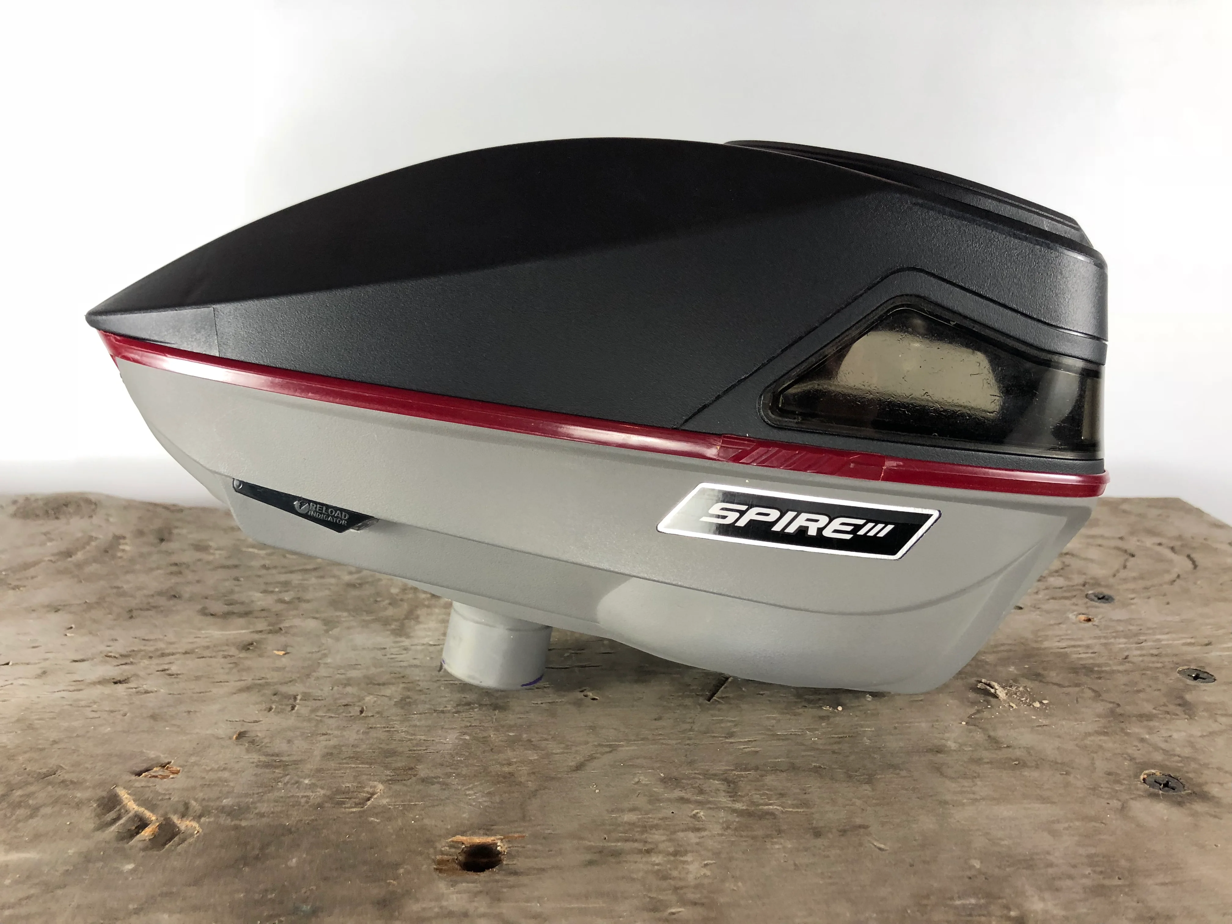 Used Virtue Spire 280 Paintball Loader with speed feed - Black/Gray/Red - Image 5