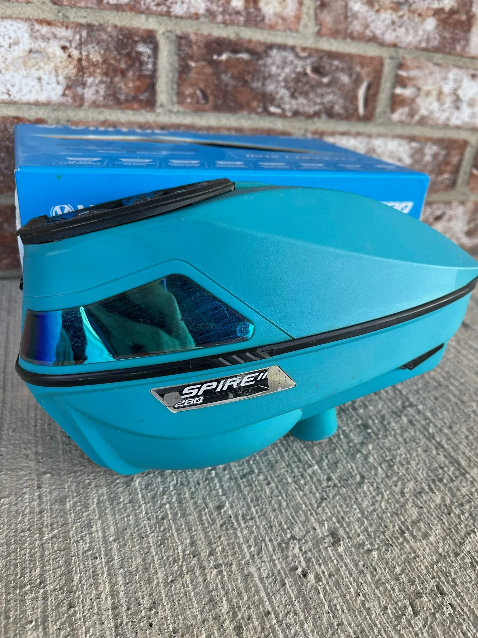 Used Virtue Spire 3 280 Paintball Loader - Teal w/ Virtue Crown Speed feed - Image 2