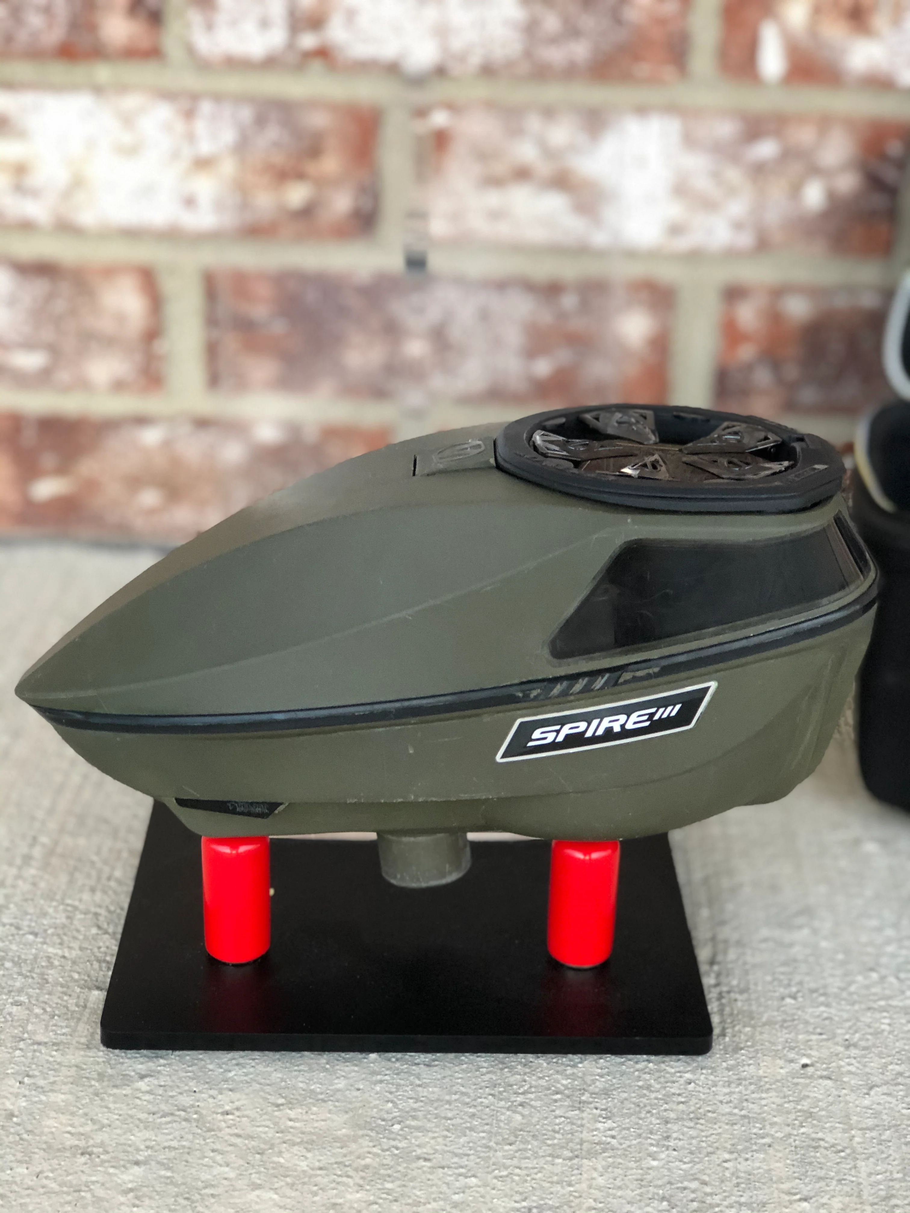 Used Virtue Spire 3 Paintball Loader - Olive w/ HK Loader Case, Speedfeed and Rain Lid - Image 2