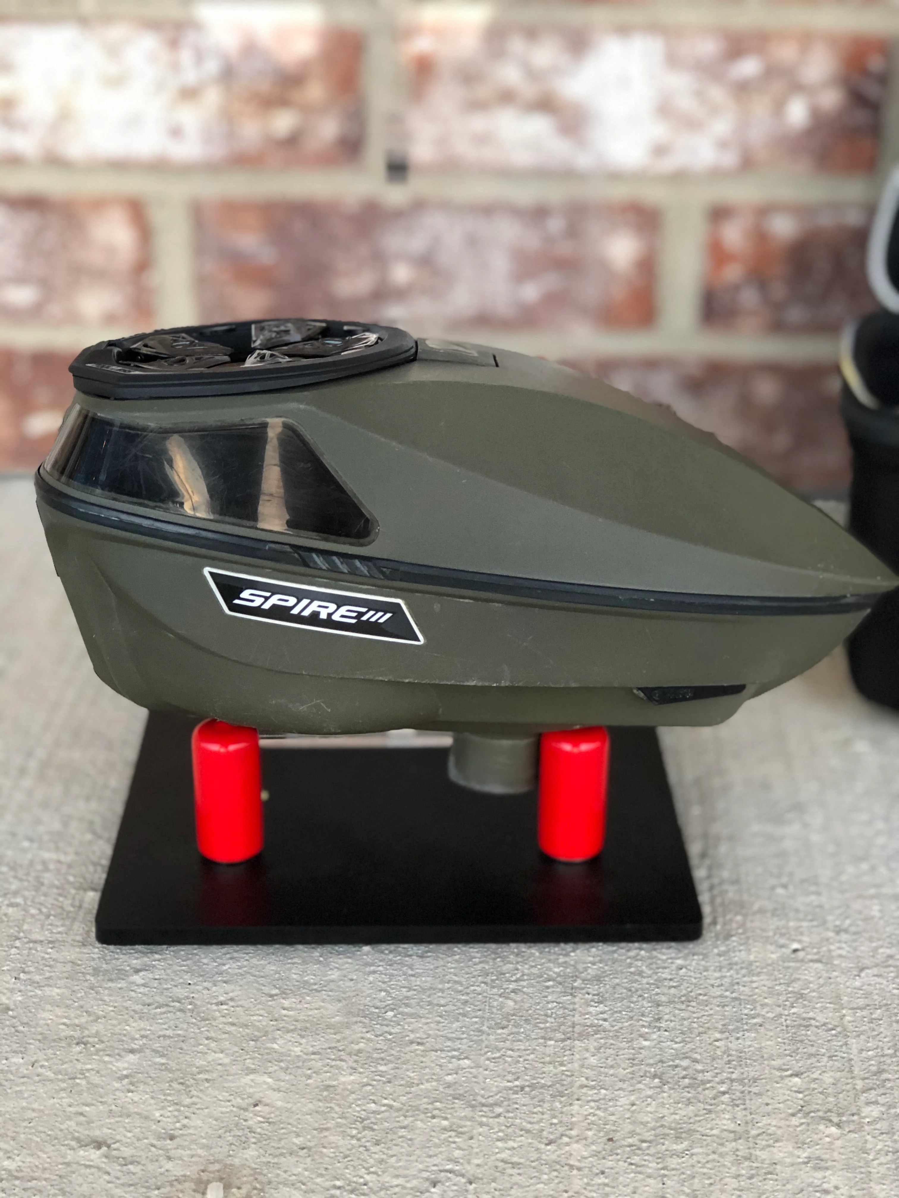 Used Virtue Spire 3 Paintball Loader - Olive w/ HK Loader Case, Speedfeed and Rain Lid - Image 4