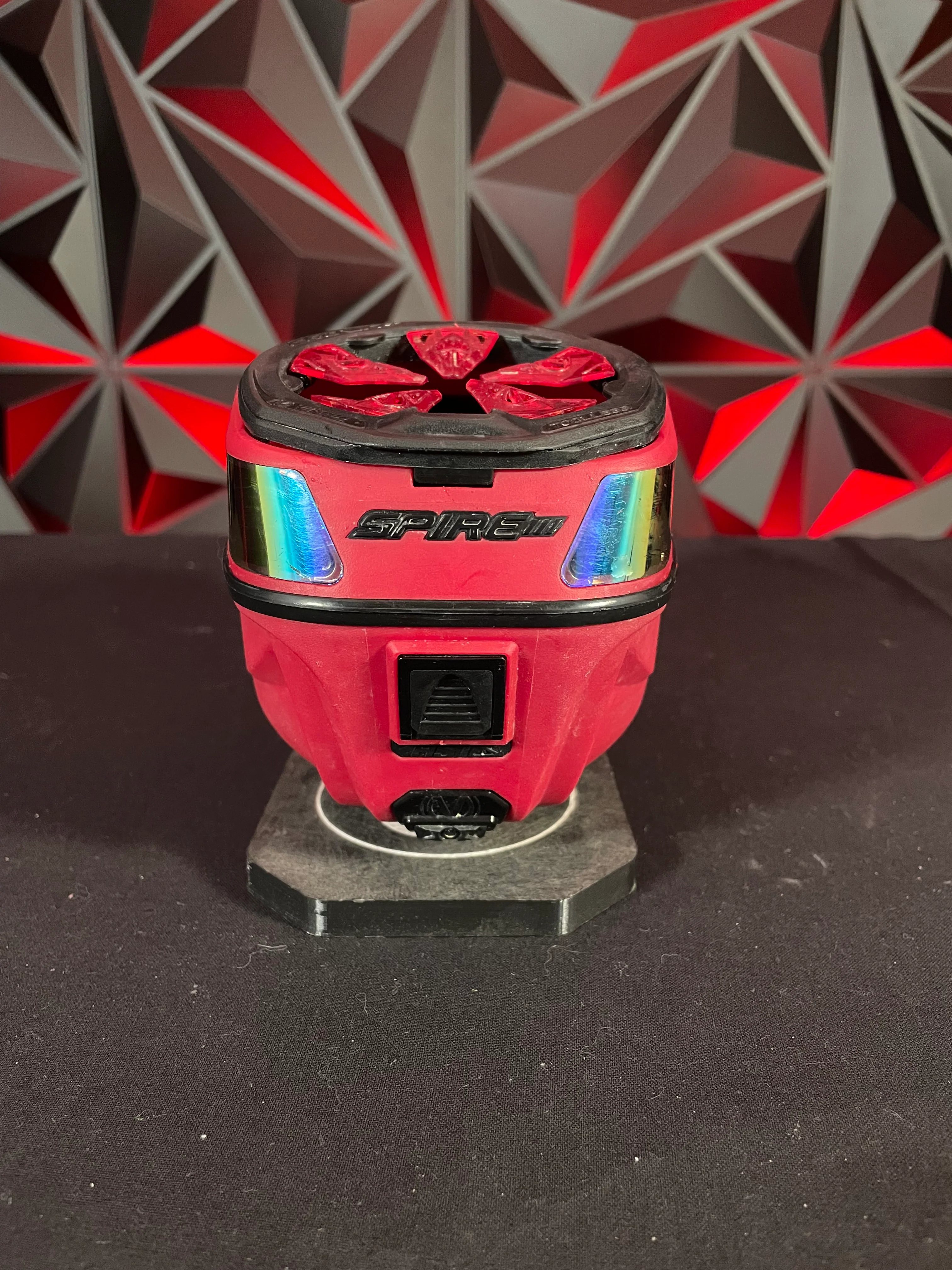 Used Virtue Spire 3 Paintball Loader - Red w/ Speedfeed and Rain Lid - Image 3