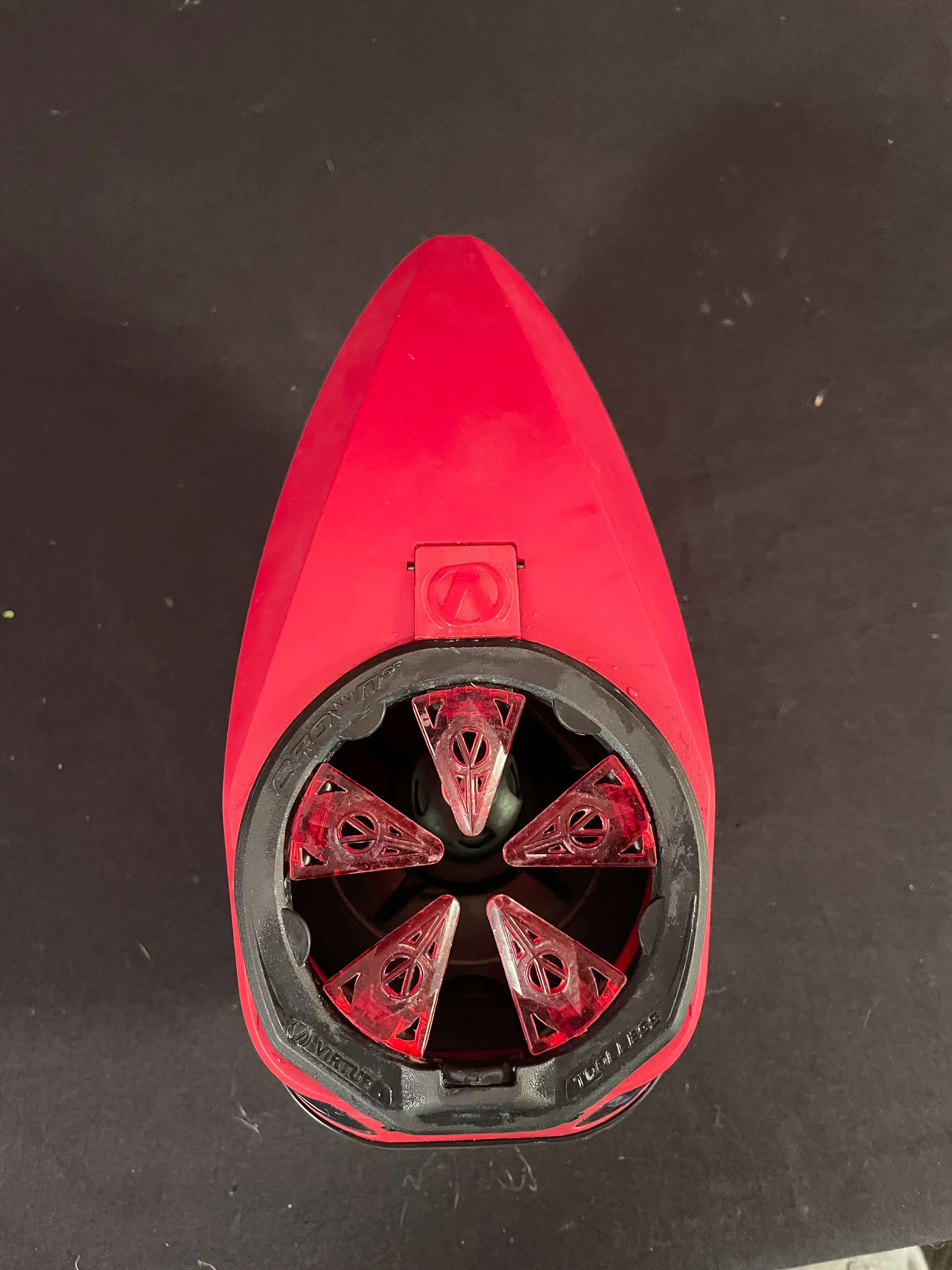 Used Virtue Spire 3 Paintball Loader - Red w/ Speedfeed and Rain Lid - Image 6