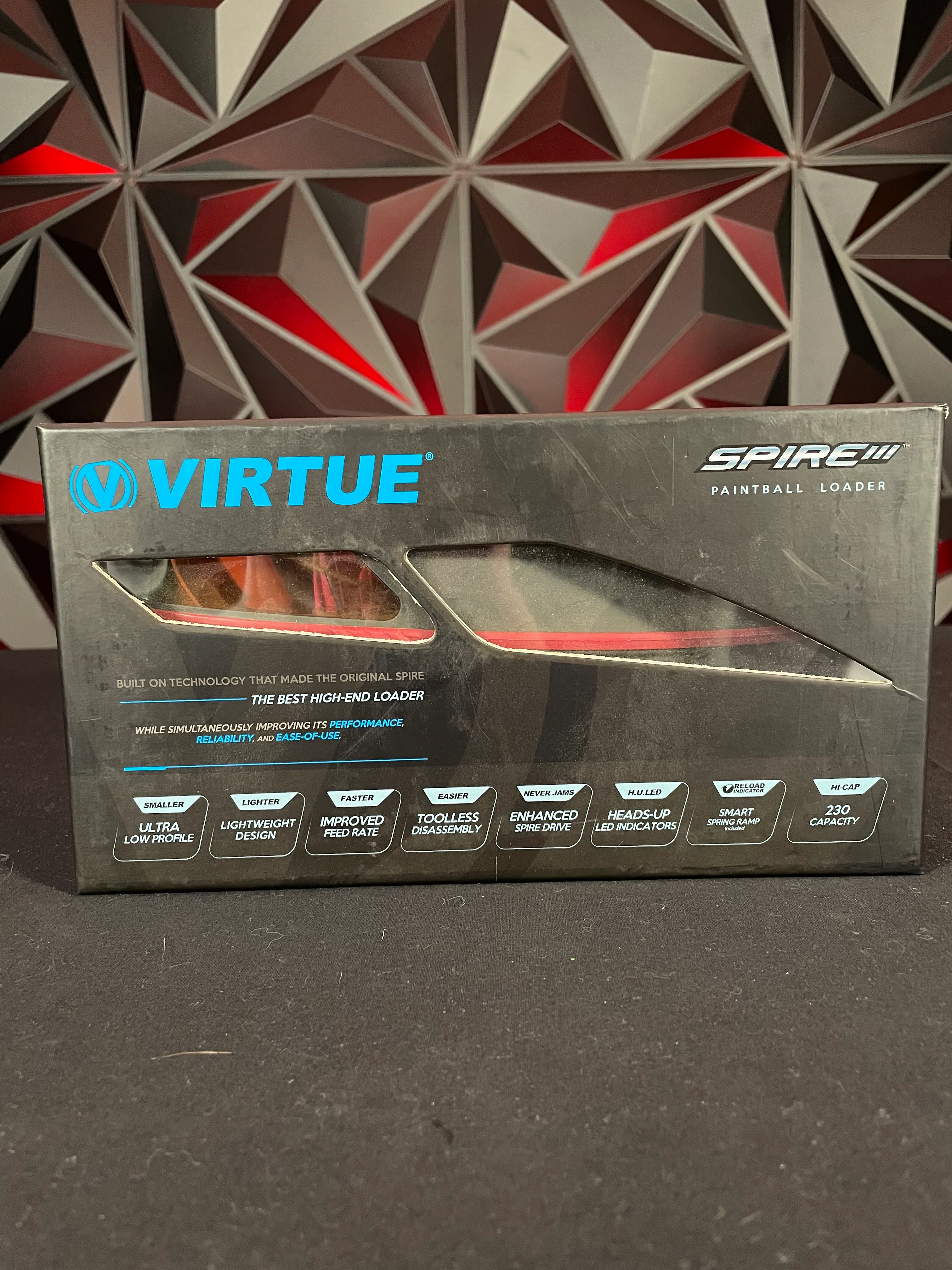 Used Virtue Spire 3 Paintball Loader - Slate Grey/Red (Fire) w/ Rain Lid - Image 7