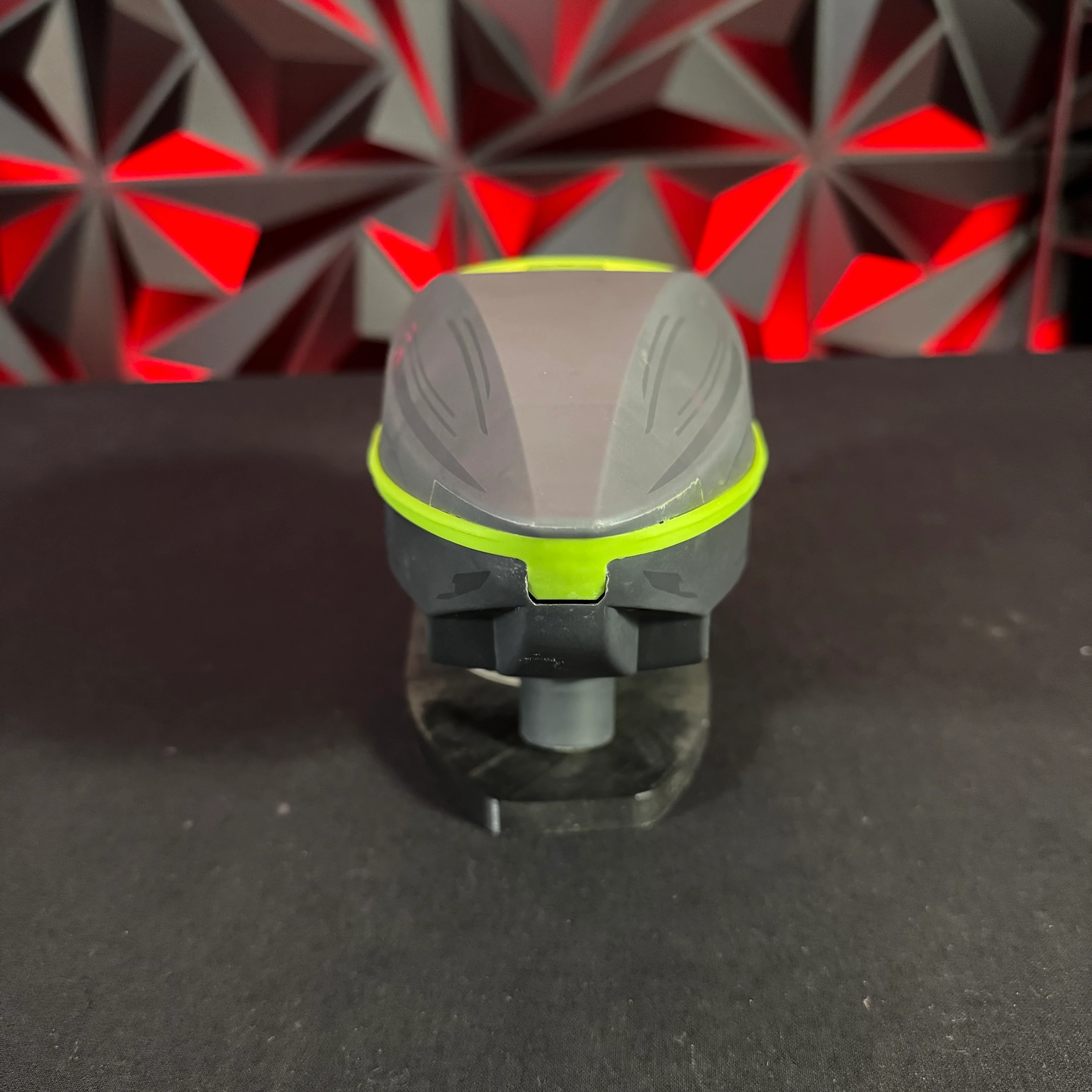 Used Virtue Spire 5 Paintball Loader - Grey w/Lime accents, Speedfeed, & Rainlid - Image 5