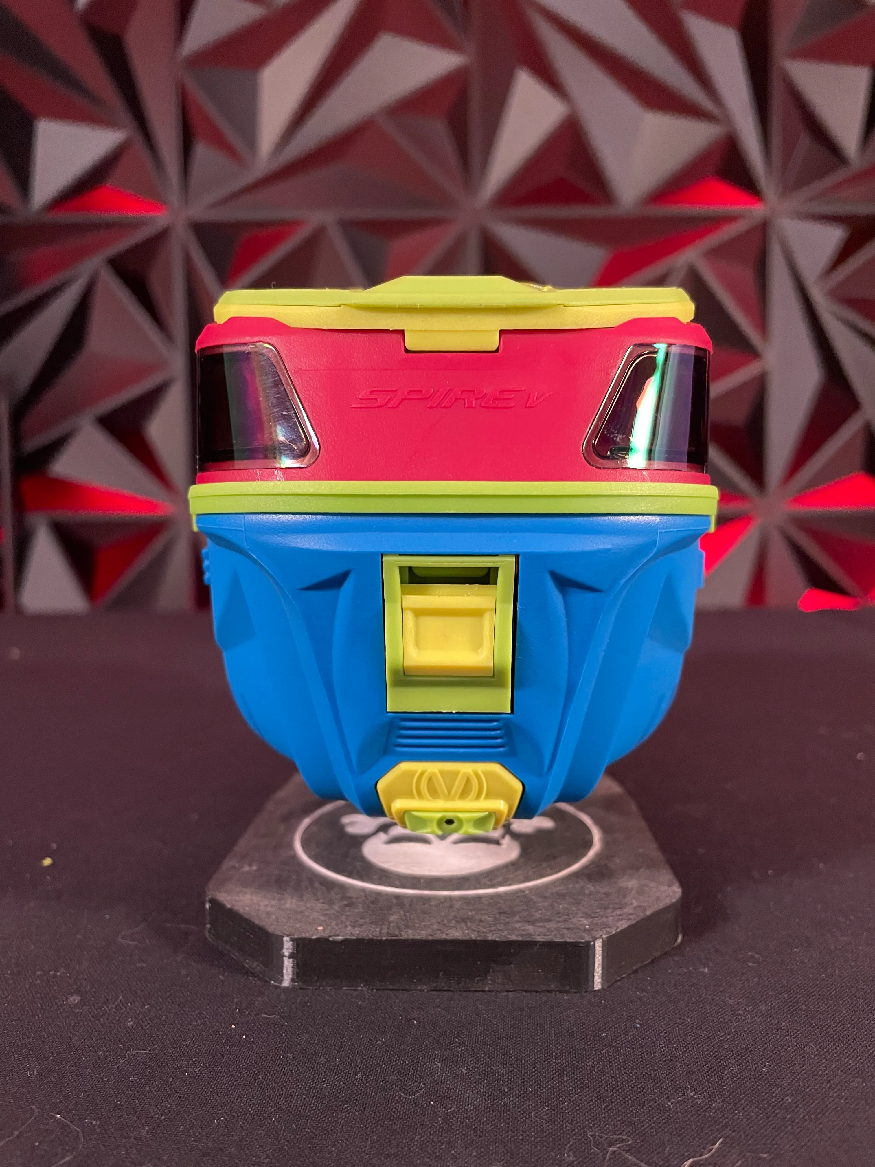 Used Virtue Spire 5 Paintball Loader - Red/Blue w/ Lime Accents - Image 4