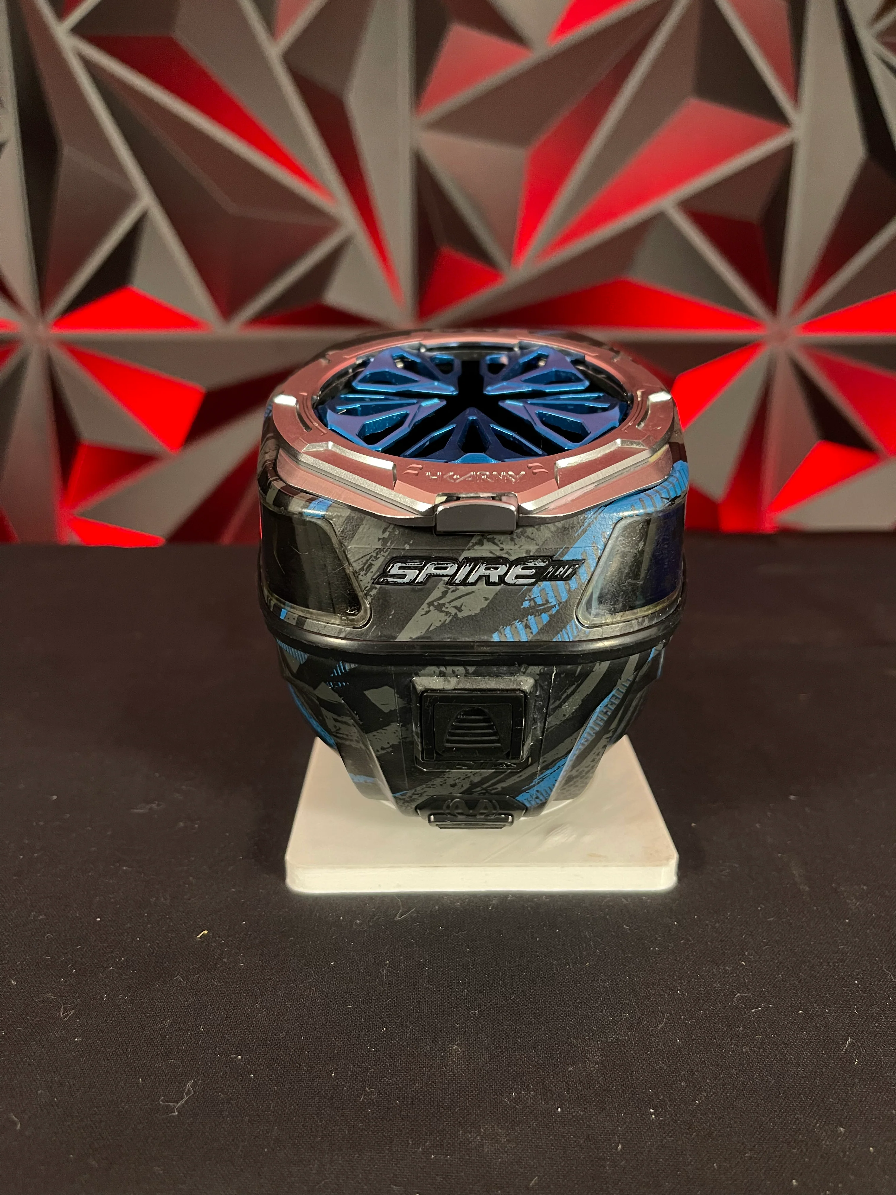 Used Virtue Spire 3 Paintball Loader - Graphic Blue w/HK Army Evo Pro Speedfeed - Image 3