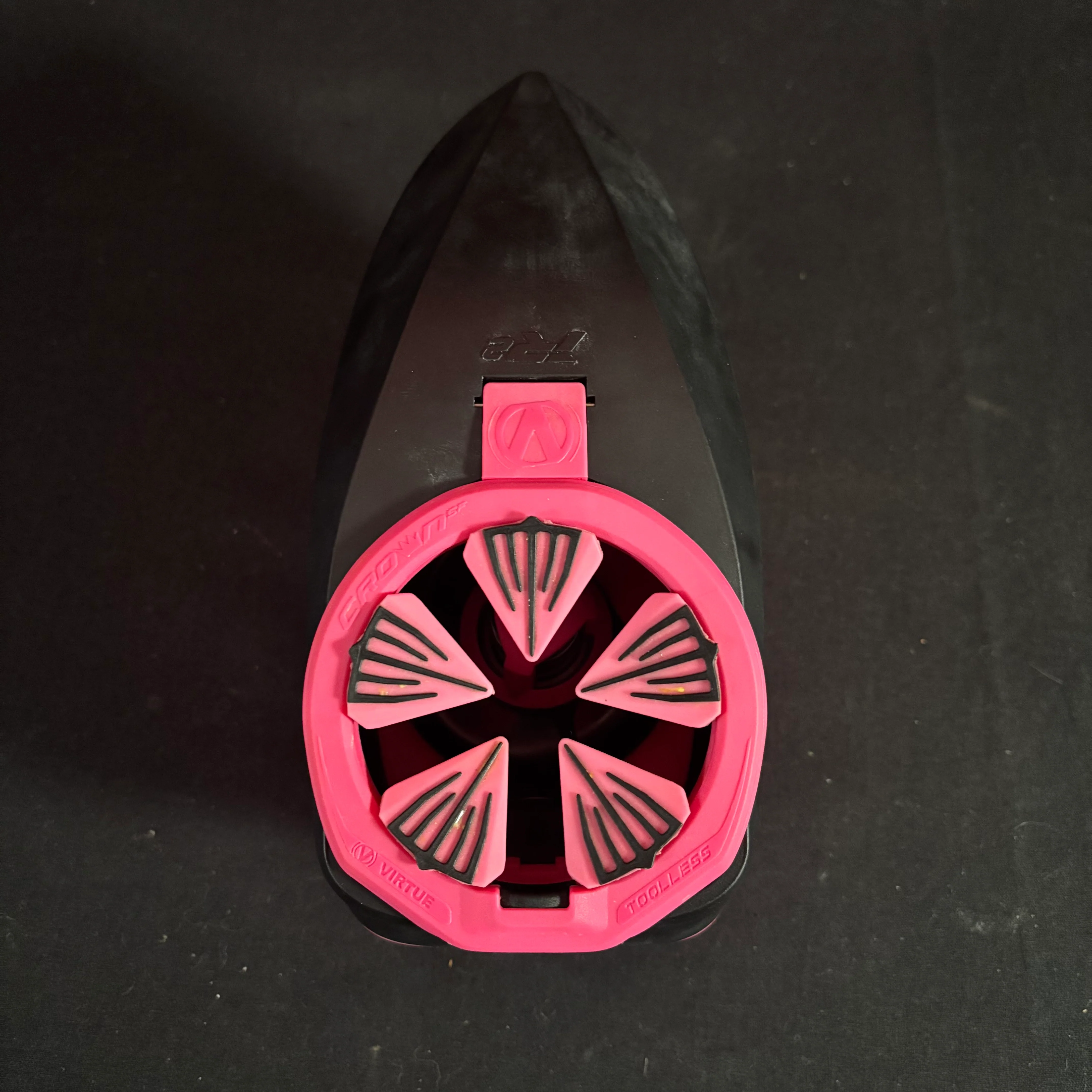 Used Virtue Spire IR2 Paintball Loader - Black/Pink w/ Rain Lid and Crown sfr - Image 3