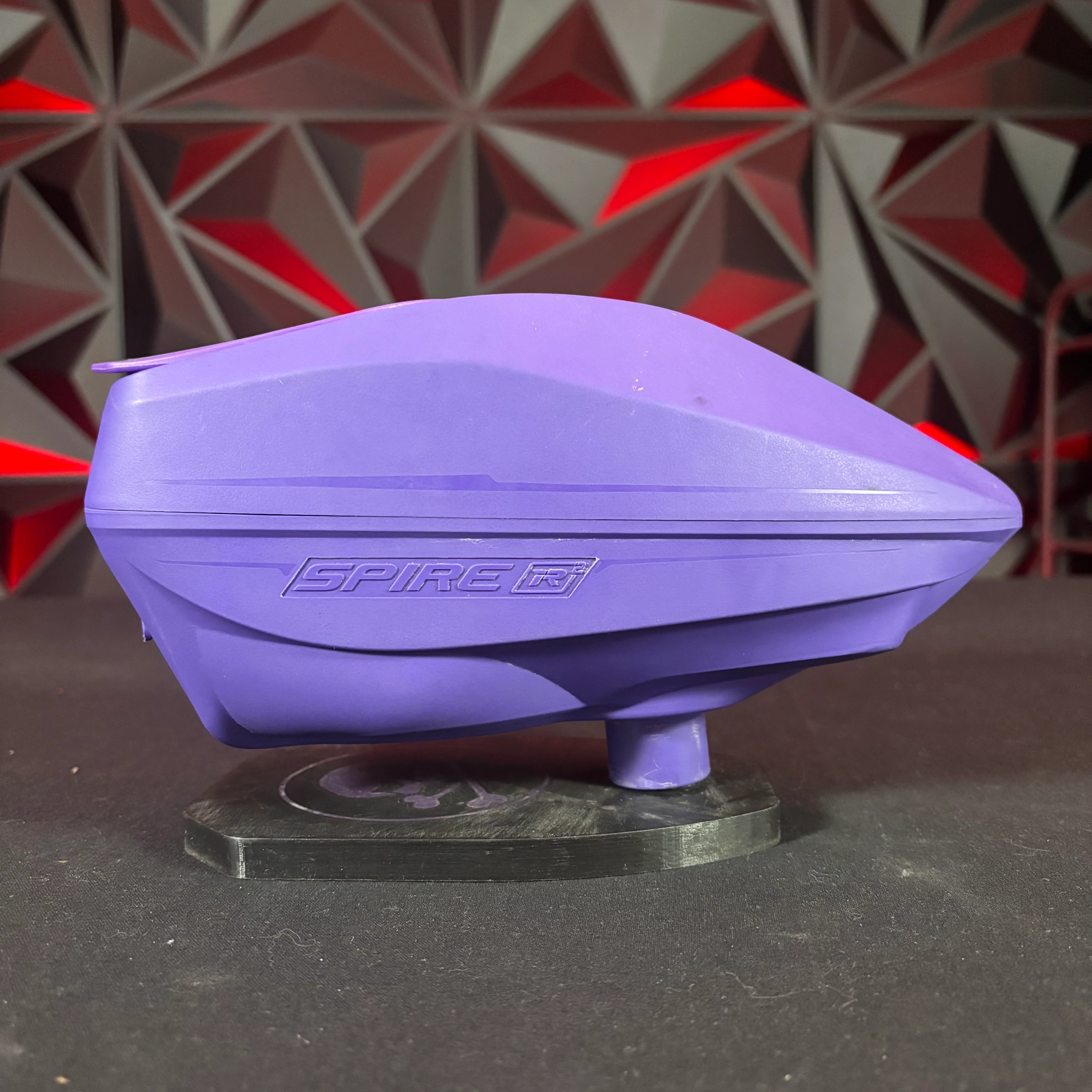 Used Virtue Spire IR2 Paintball Loader - Purple w/ Rain Lid and Spring Ramp
