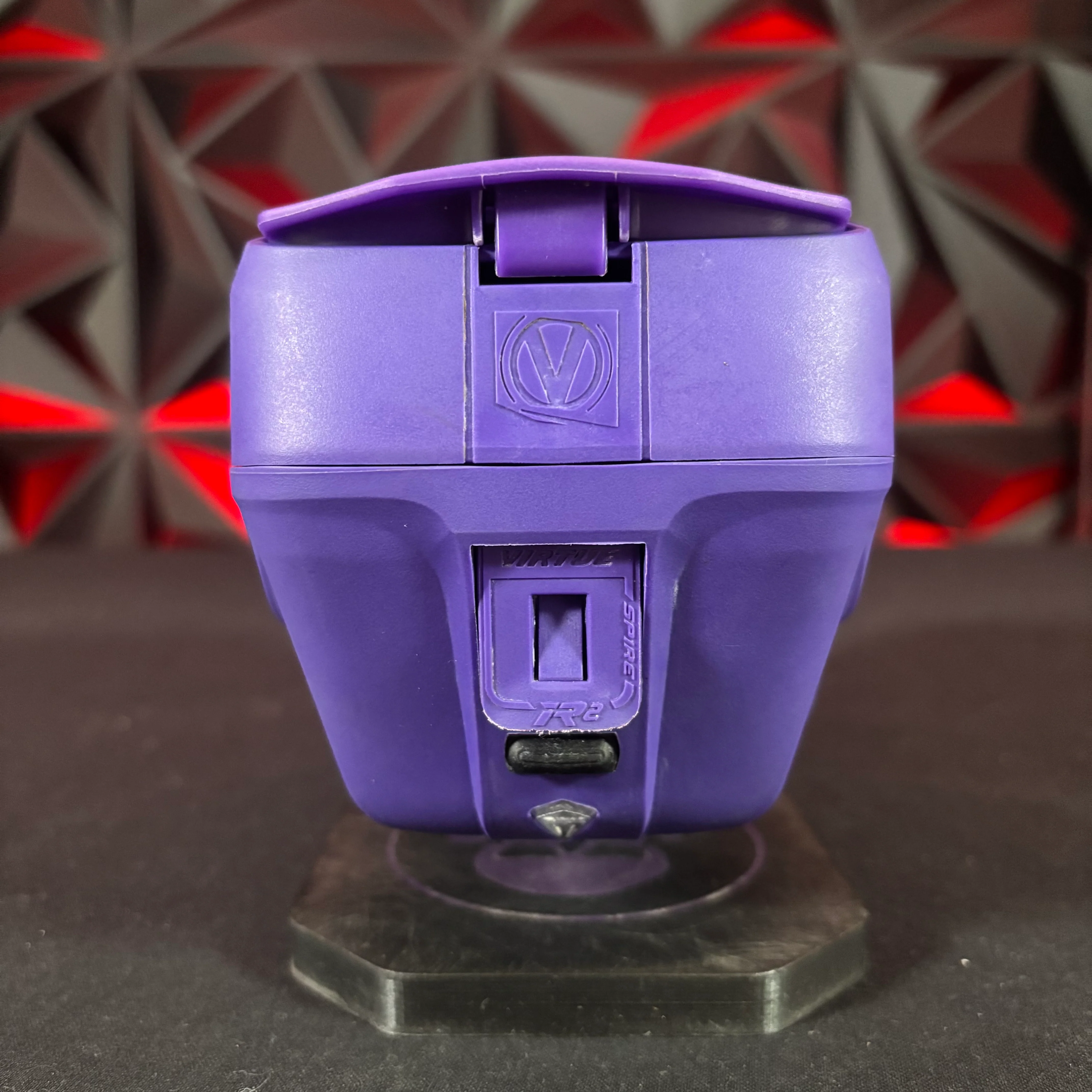 Used Virtue Spire IR2 Paintball Loader - Purple w/ Rain Lid and Spring Ramp - Image 4