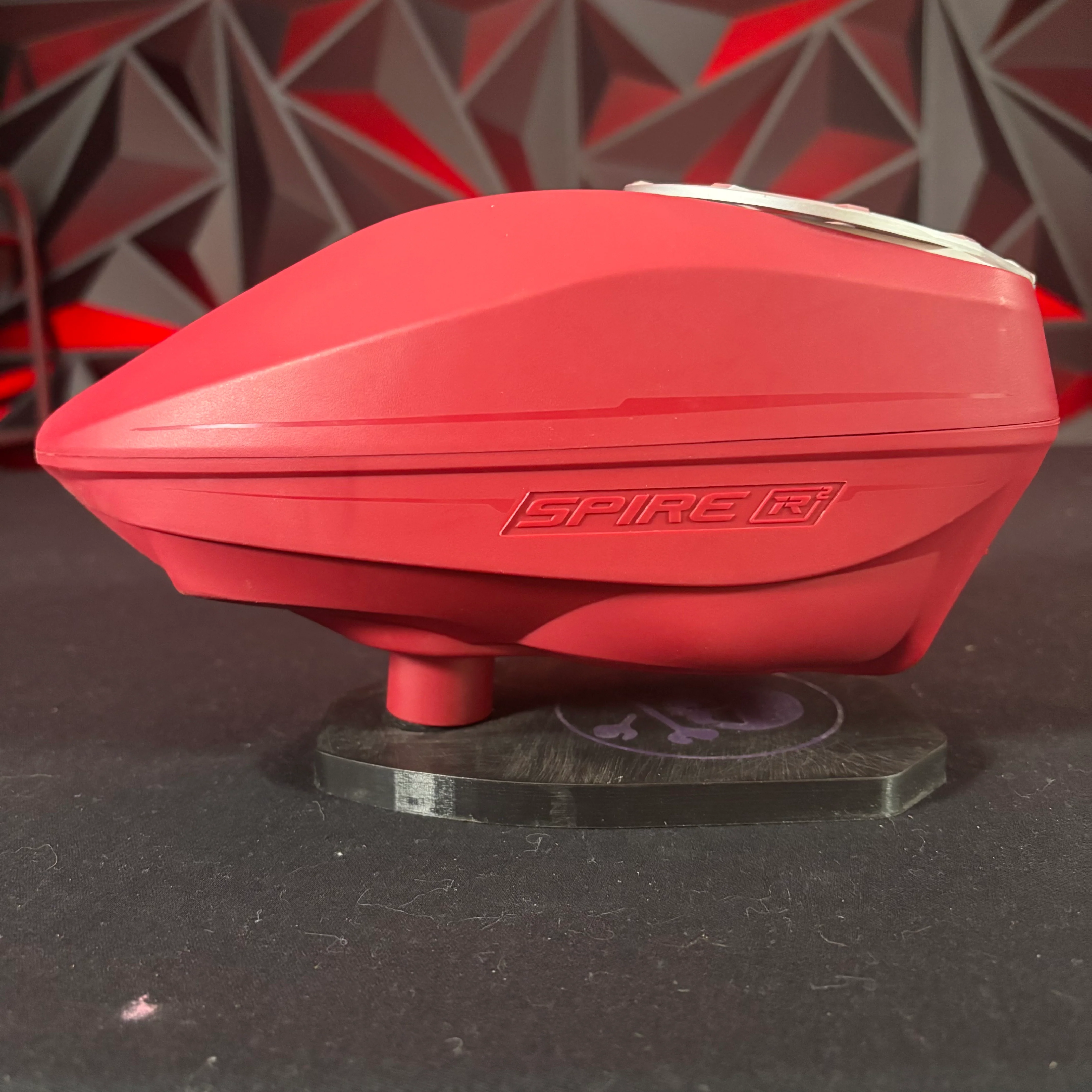 Used Virtue Spire IR2 Paintball Loader - Red w/ HK Army Evo Pro Speed Feed & Rain Lid - Image 2
