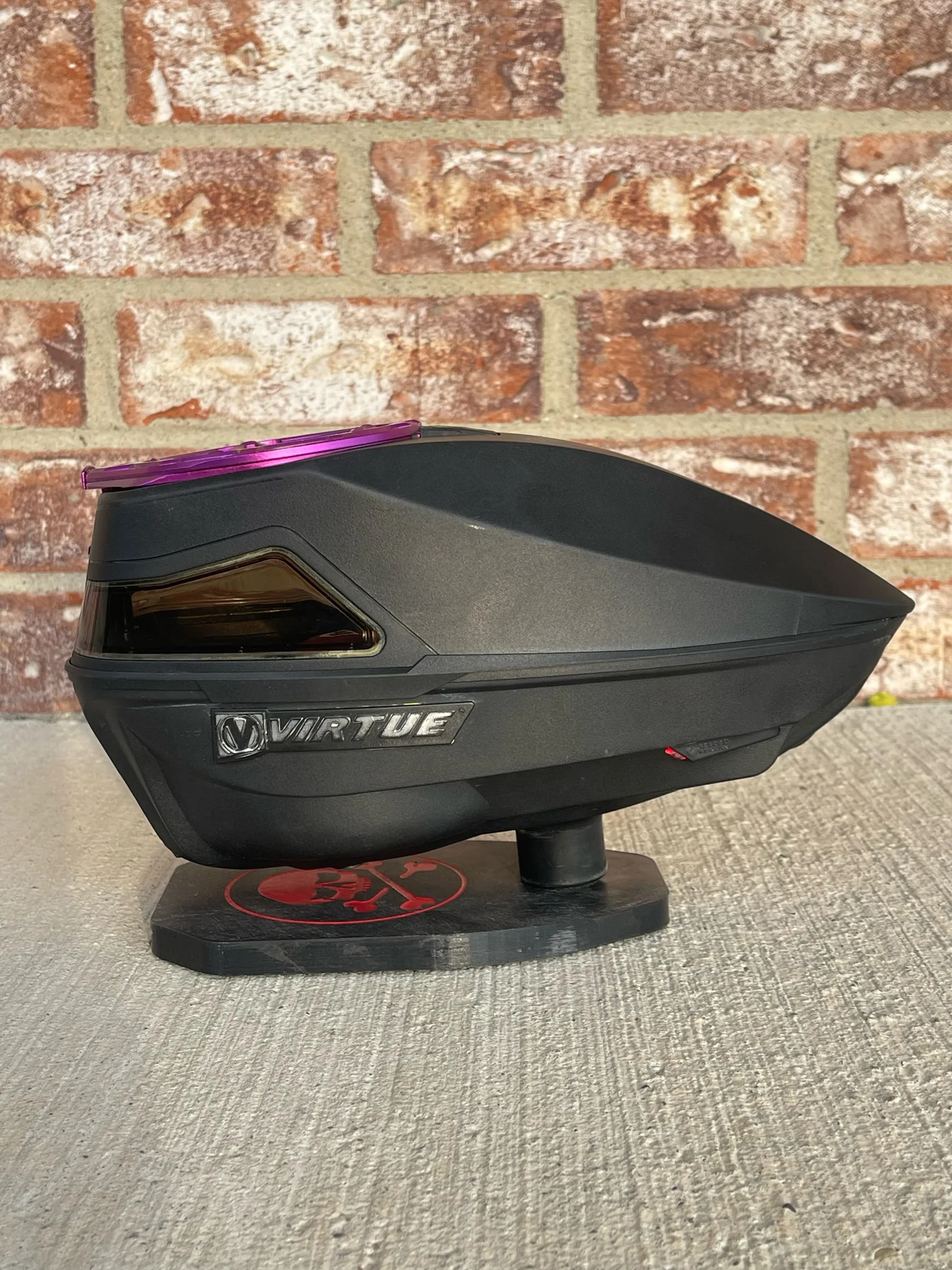 Used Virtue Spire IV 280 Paintball Loader - Black w/ Purple EVO Speed feed - Image 2