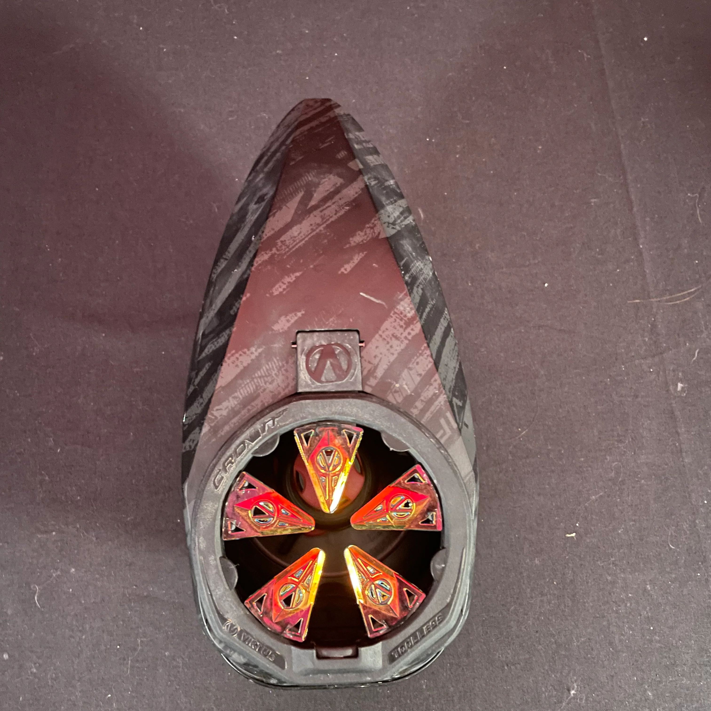 Used Virtue Spire IV Paintball Loader - Graphic Fire w/ Crowne Speed Feed - Image 7
