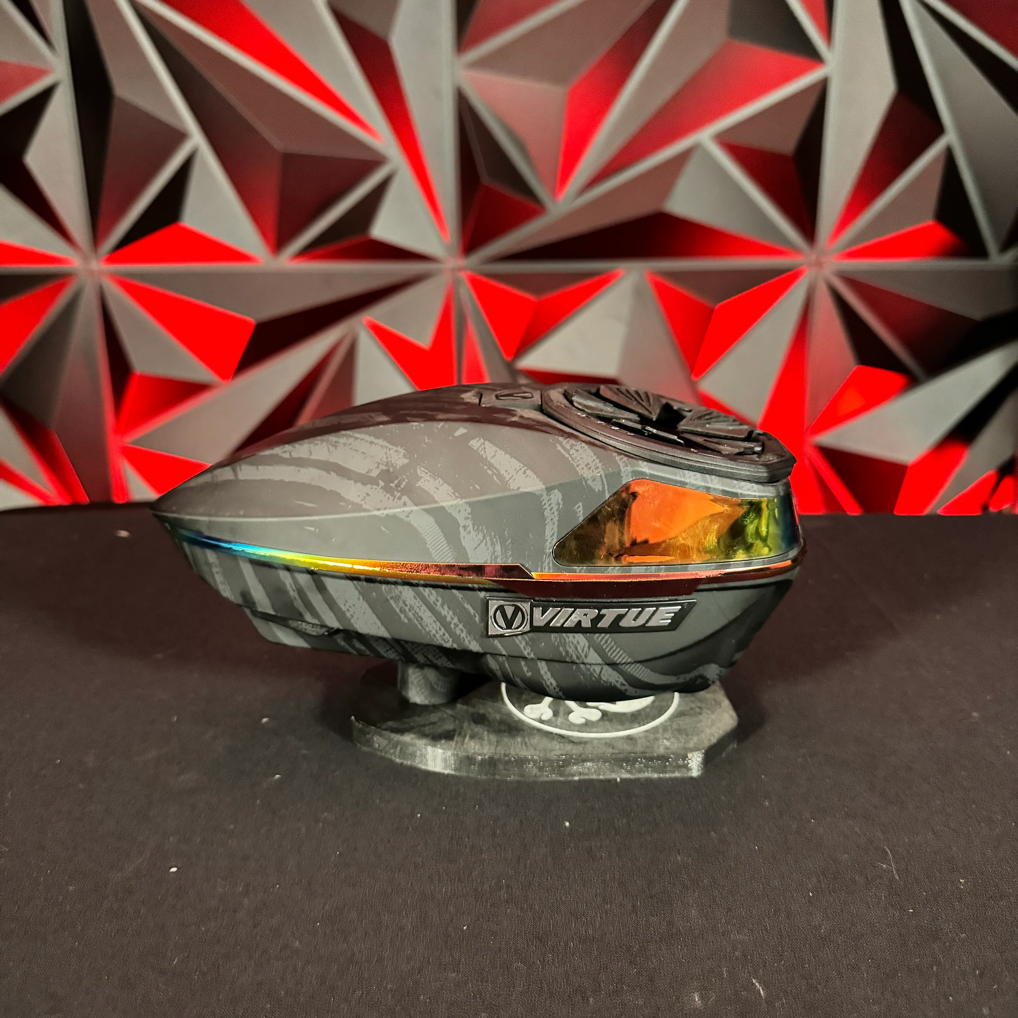 Used Virtue Spire IV Paintball Loader - Graphic Fire w/ Rain Lid - Image 3