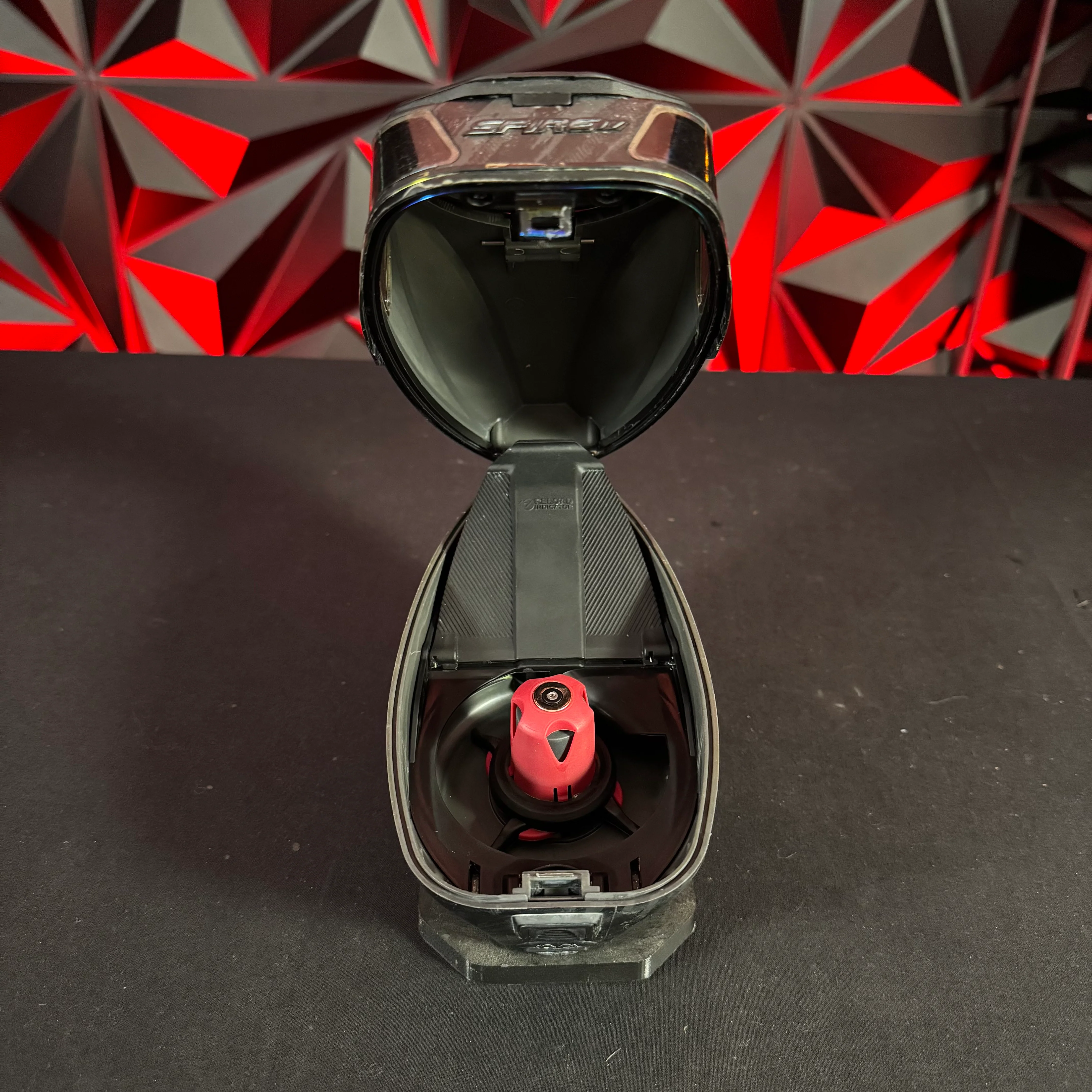 Used Virtue Spire IV Paintball Loader - Graphic Fire w/ NTR Speed Feed - Image 6